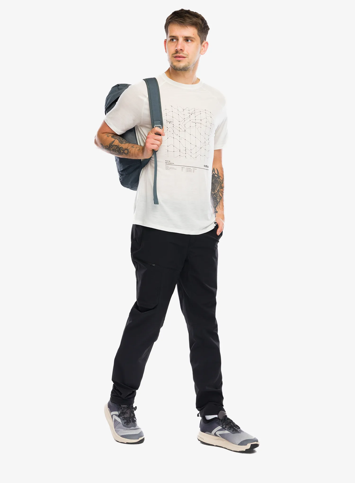 Tricou lana merinos Odlo Merino Tencel Hyper Map Crew Neck S/S - gardenia