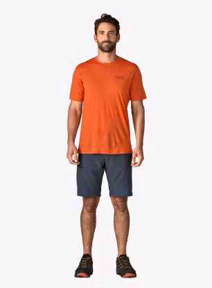 Tricou lana merinos Patagonia Cap Cool Merino Graphic Shirt - heritage header/coal orange