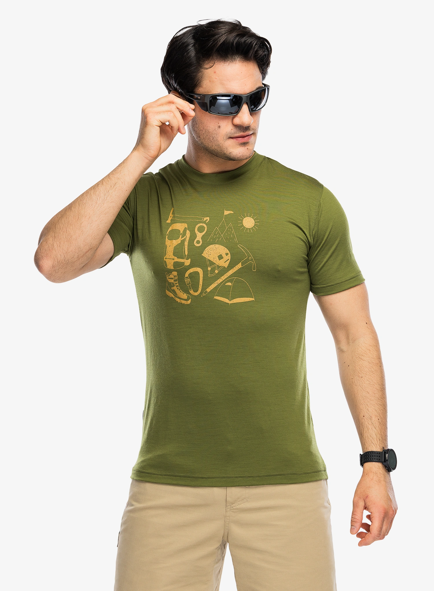 Tricou lana merinos Sensor Merino Active Hiking Tee SS - safari green