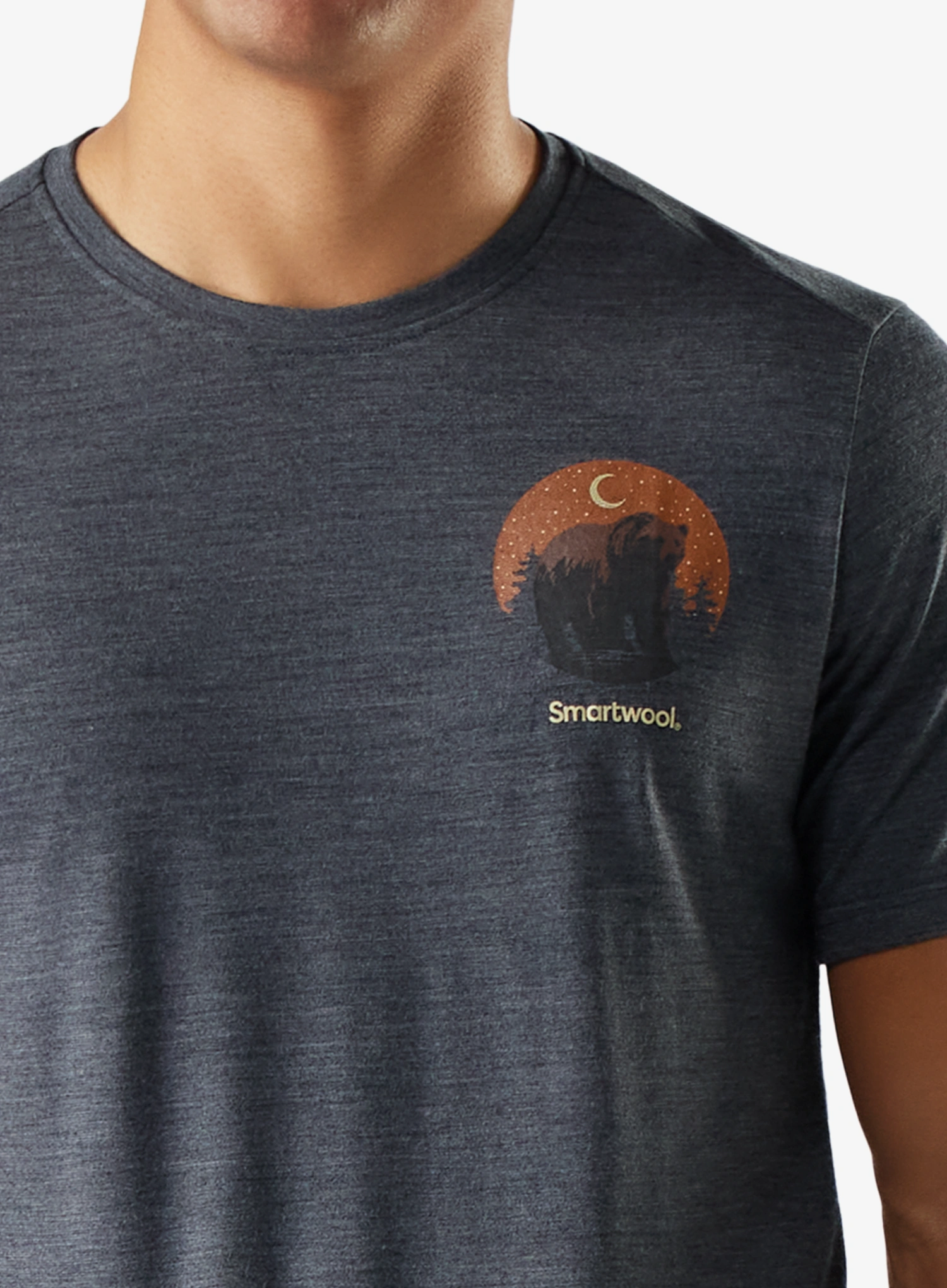Tricou lana merinos Smartwool Lunar Bear Active Short Sleeve Graphic Tee - charcoal heather
