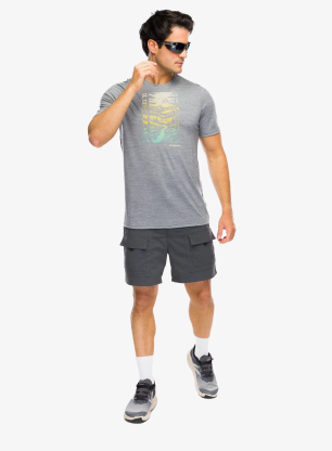 Tricou lana merinos Smartwool Winding Trail Active Short Sleeve Graphic Tee - light gray heather