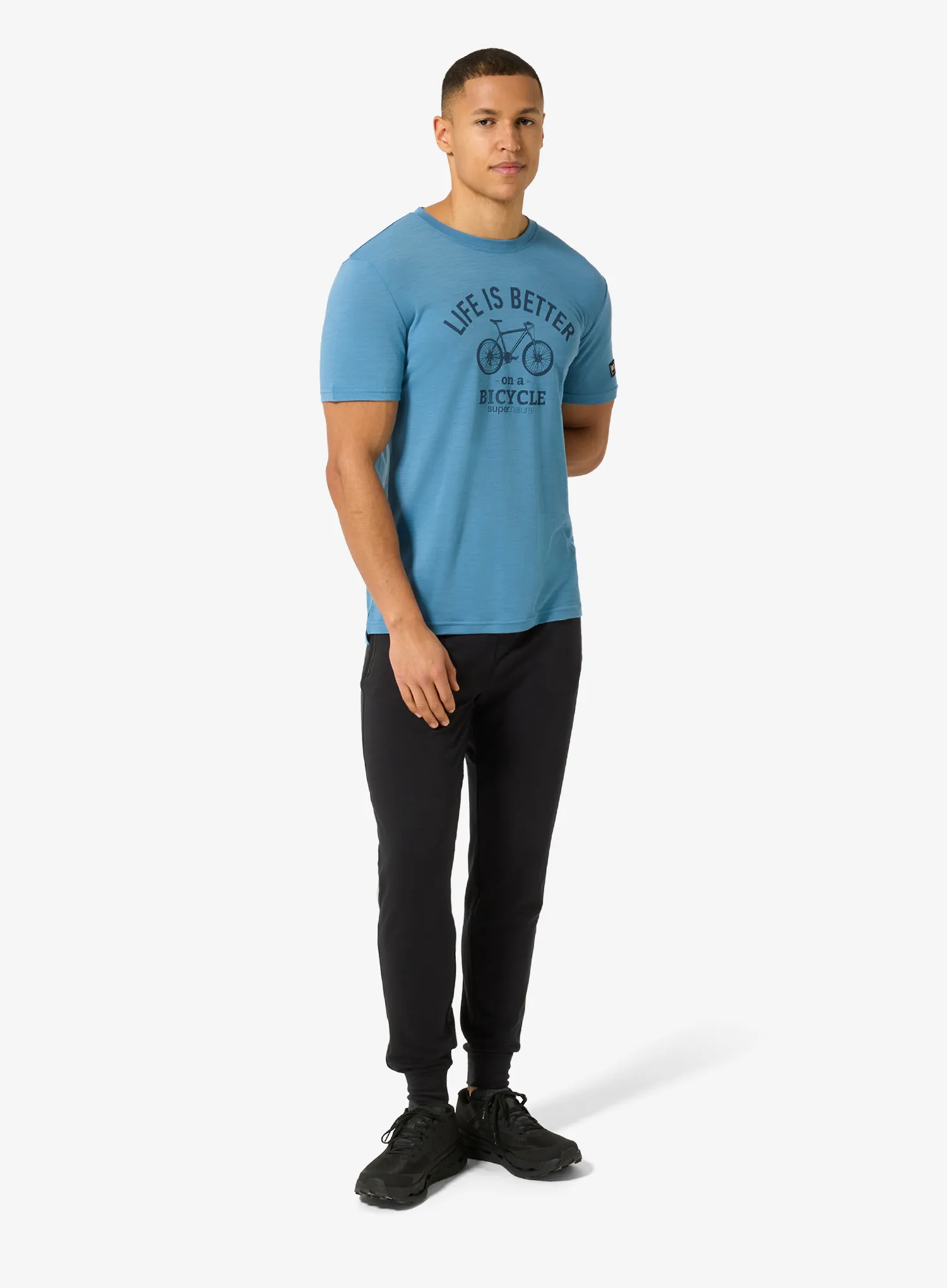 Tricou lana merinos Super.natural Better Bike Tee - blue heaven/ocean blue