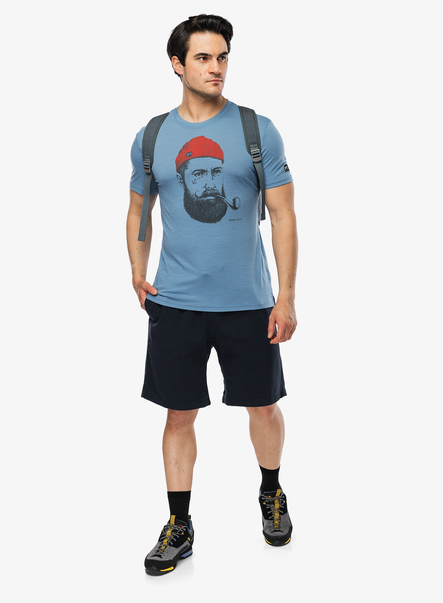 Tricou lana merinos Super.natural Sn Sailor Tee - ble heaven/dark mel/h.risk red