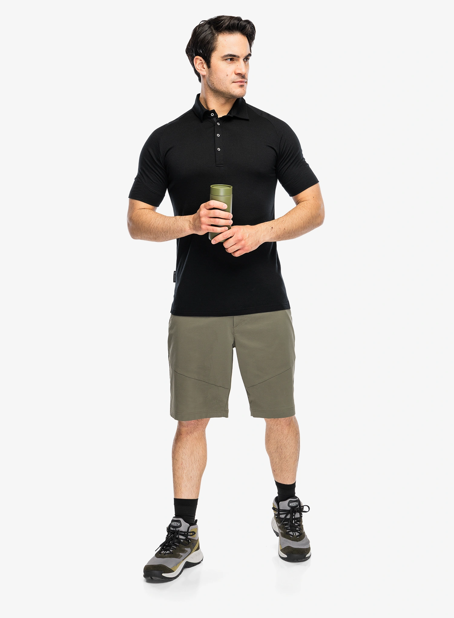 Tricou polo Sensor Merino Active Polo Tee SS - black