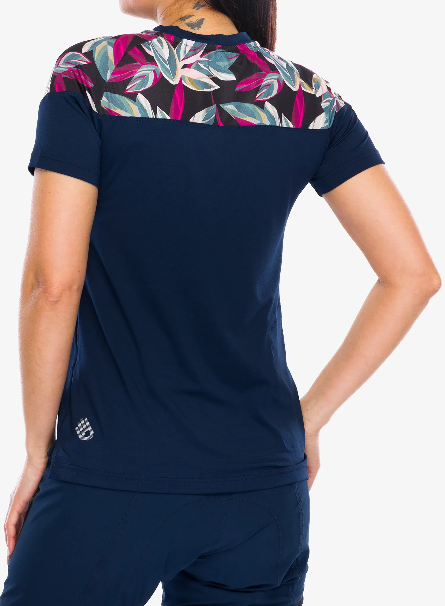 Tricou ciclism femei Sensor Helium Jersey S/S - deep blue/leaves