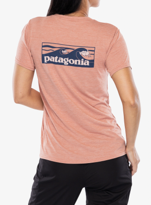 Tricou uscare rapida femei Patagonia Cap Cool Daily Graphic Shirt Waters - boardshort logo/pink
