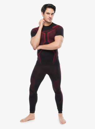 Tricou termic Brubeck Dry SS - black/red