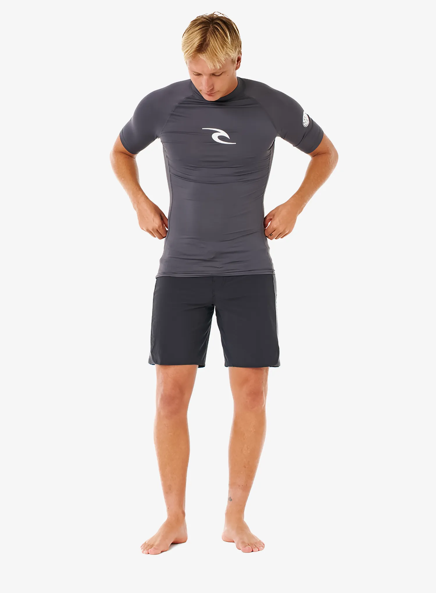Tricou UV Rip Curl Lycra Waves Upf Perf S/S - charcoal grey