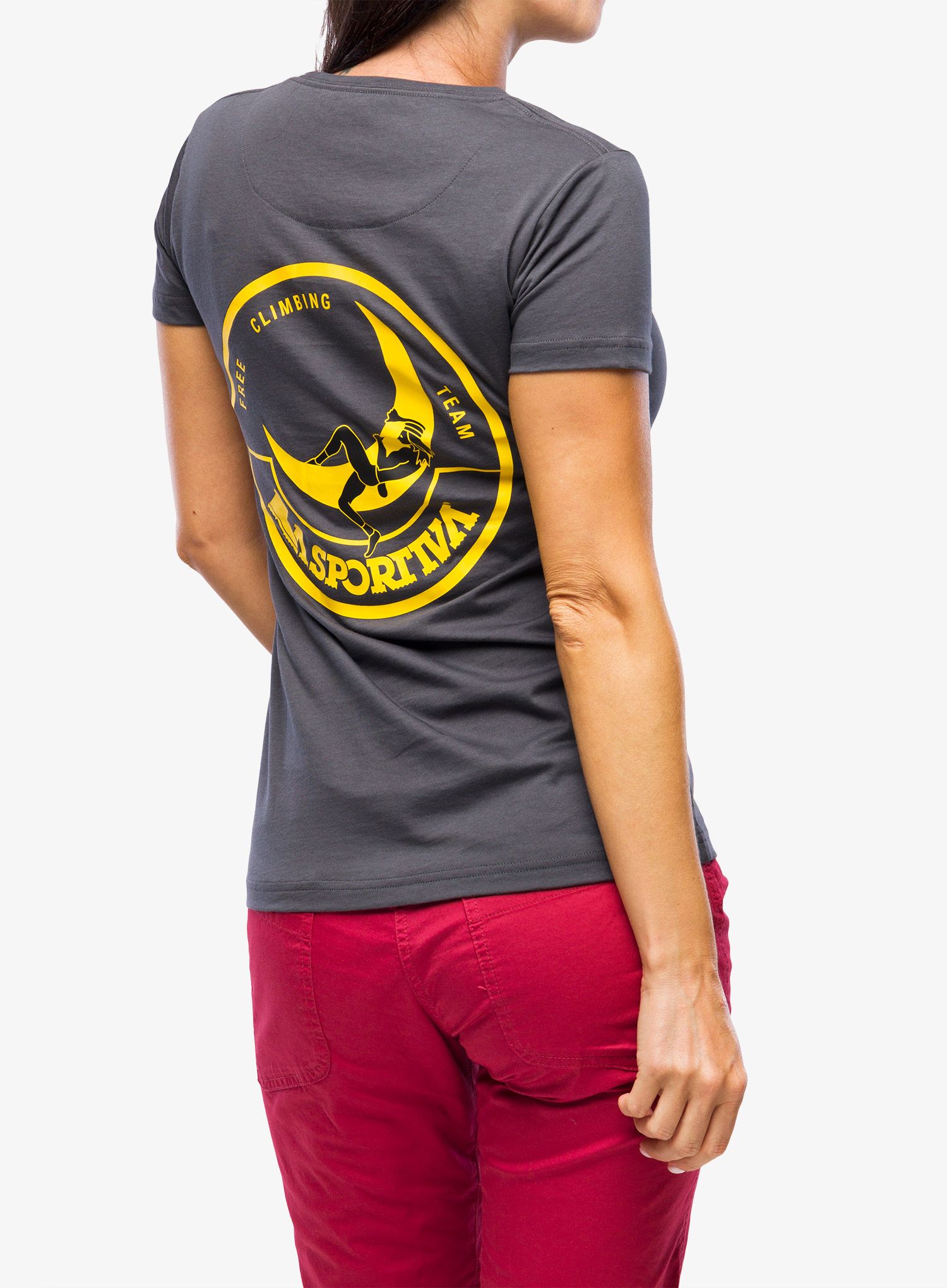 Tricou escaladă femei La Sportiva Climbing on the Moon T-Shirt - carbon/giallo