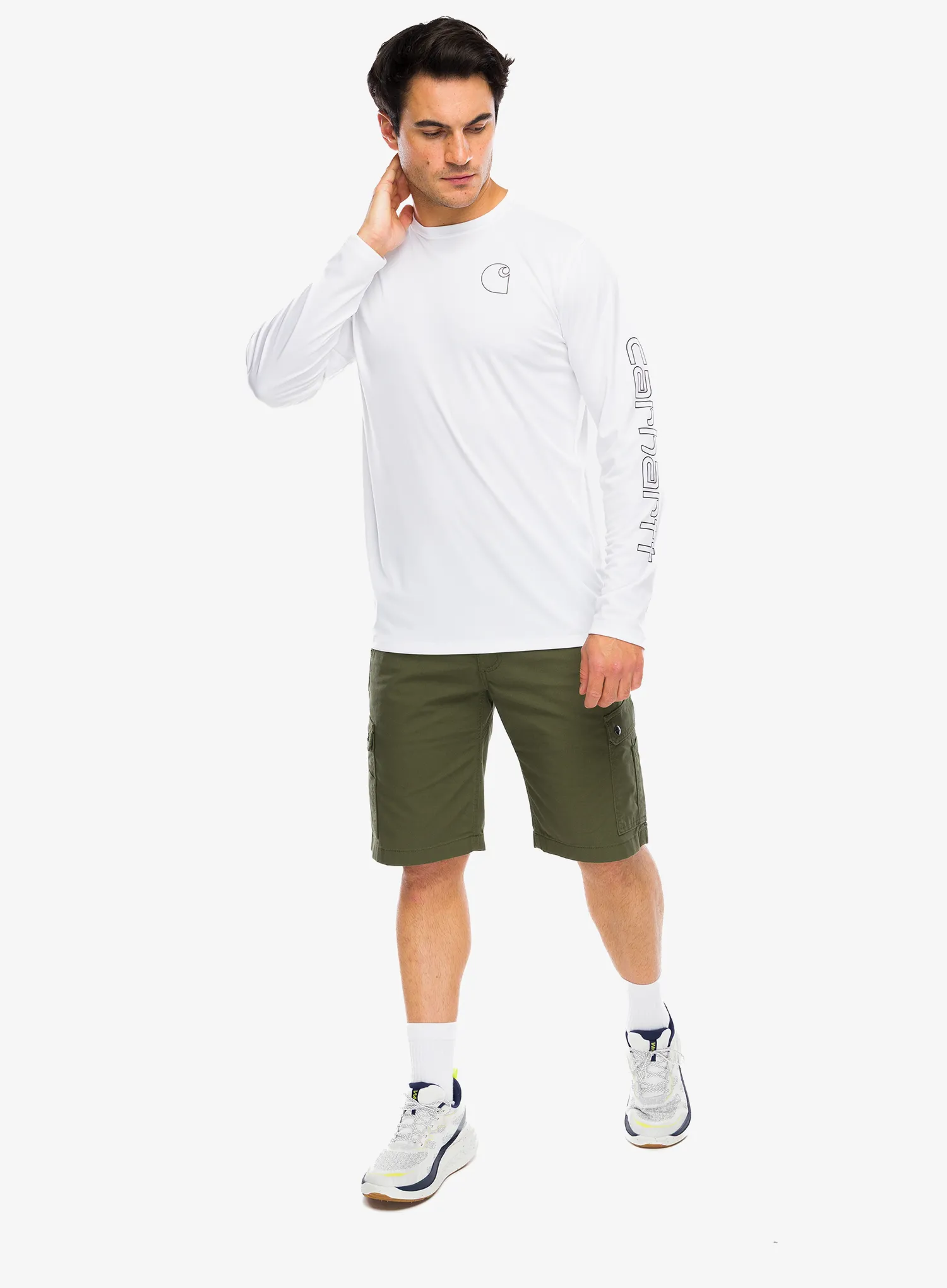 Tricou maneca lunga Carhartt Force Sun Defender Relaxed LS Logo T-Shirt - white