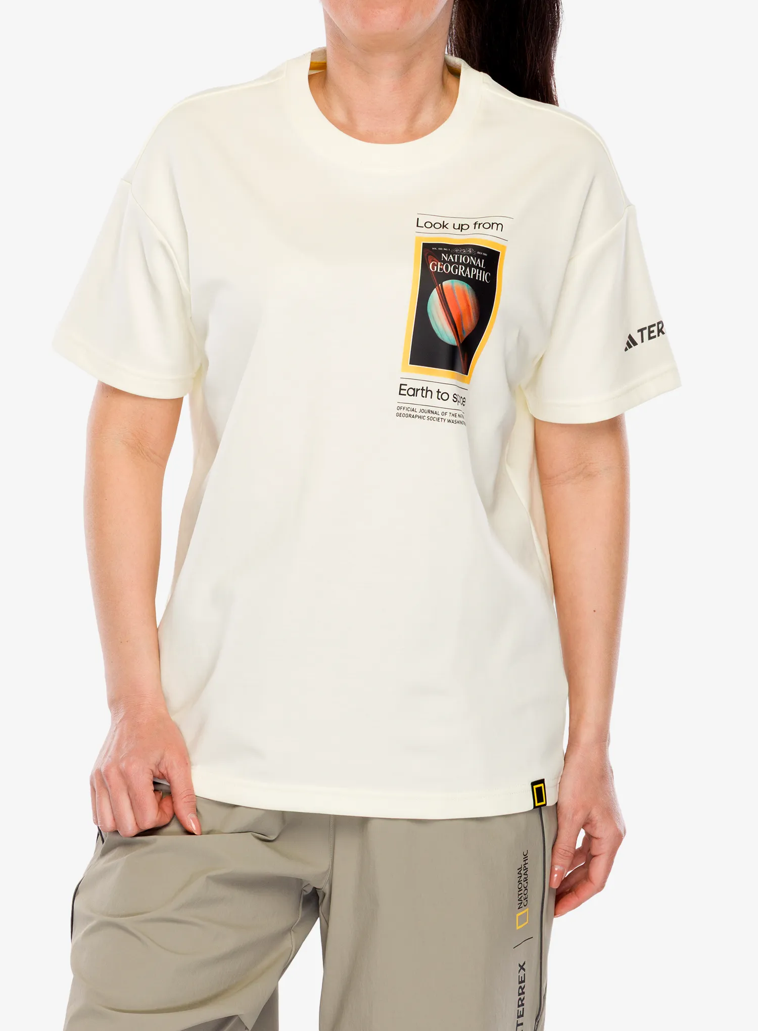 Tricou cu imprimeu adidas TERREX National Geographic UF AEROREADY GFX Tee - ivory