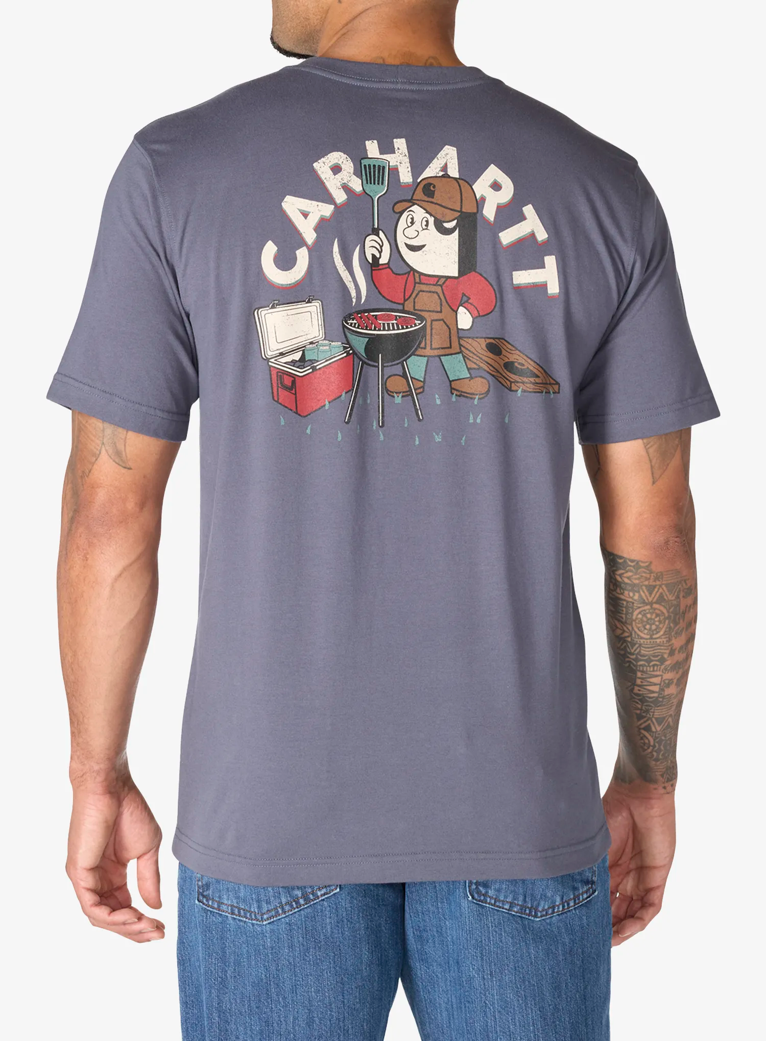 Tricou cu imprimeu Carhartt Irvine Relaxed Grill T-Shirt - bluestone
