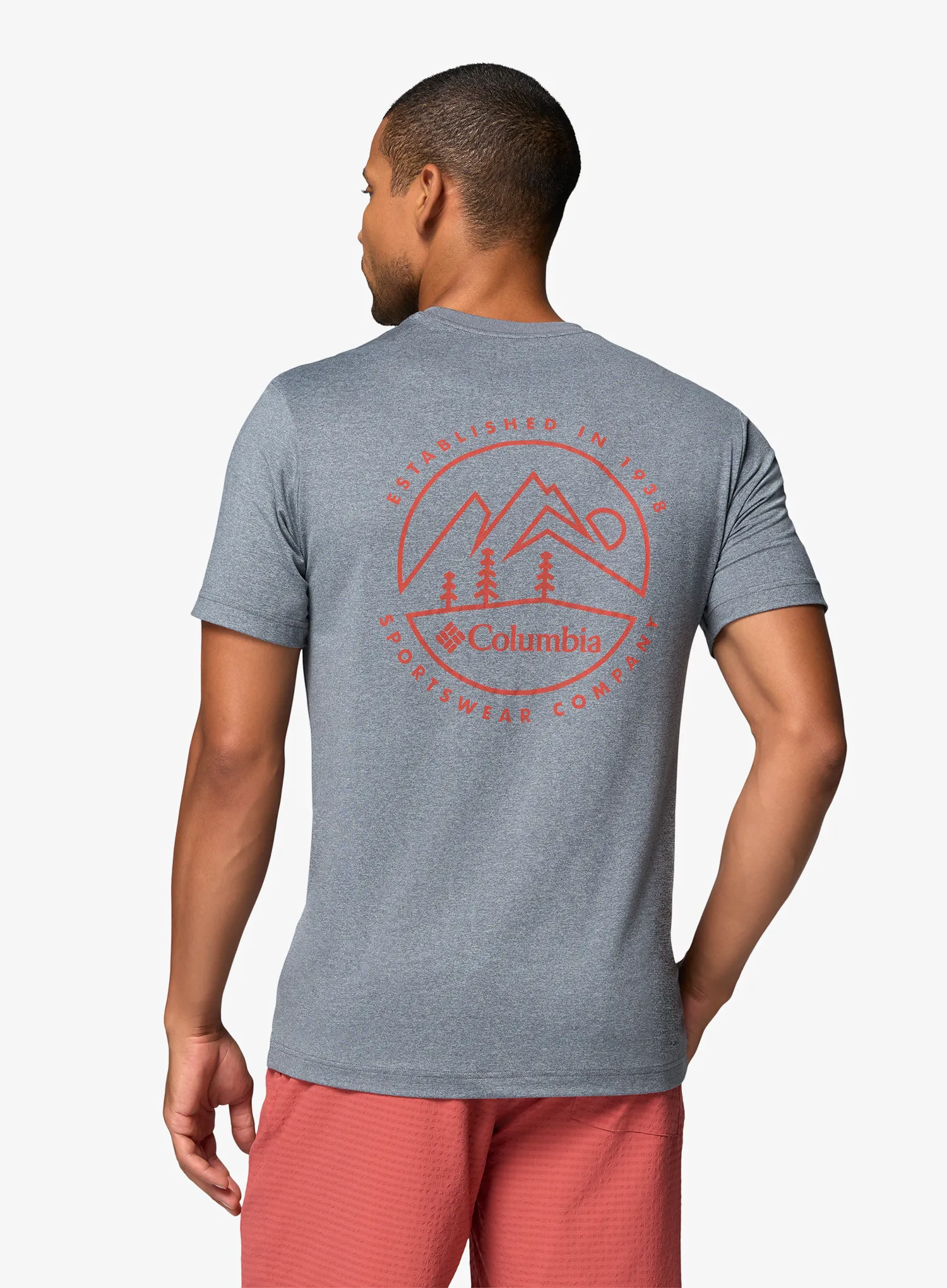 Tricou cu imprimeu Columbia Parsons Point S/S Back Graphic Tee - city grey heather/linear peaks