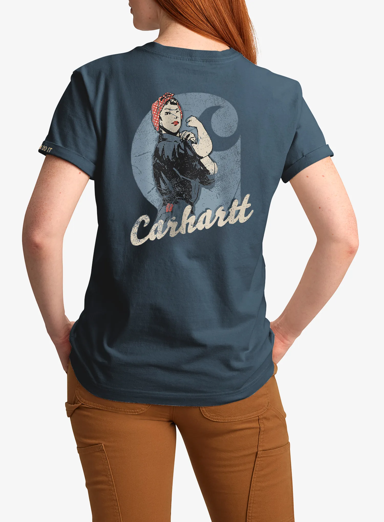 Tricou cu imprimeu femei Carhartt Dearborn Loose Rosie T-Shirt - iron blue