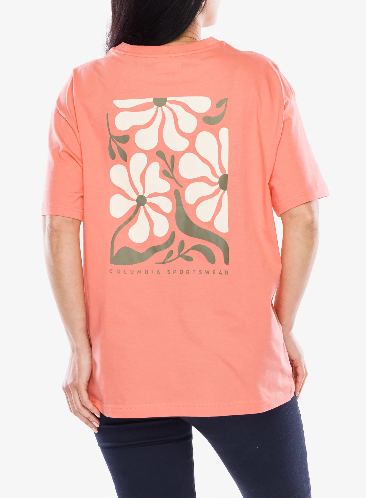 Tricou cu imprimeu femei Columbia Rolling Bend Graphic Oversized Tee - alpenglow/floral fun