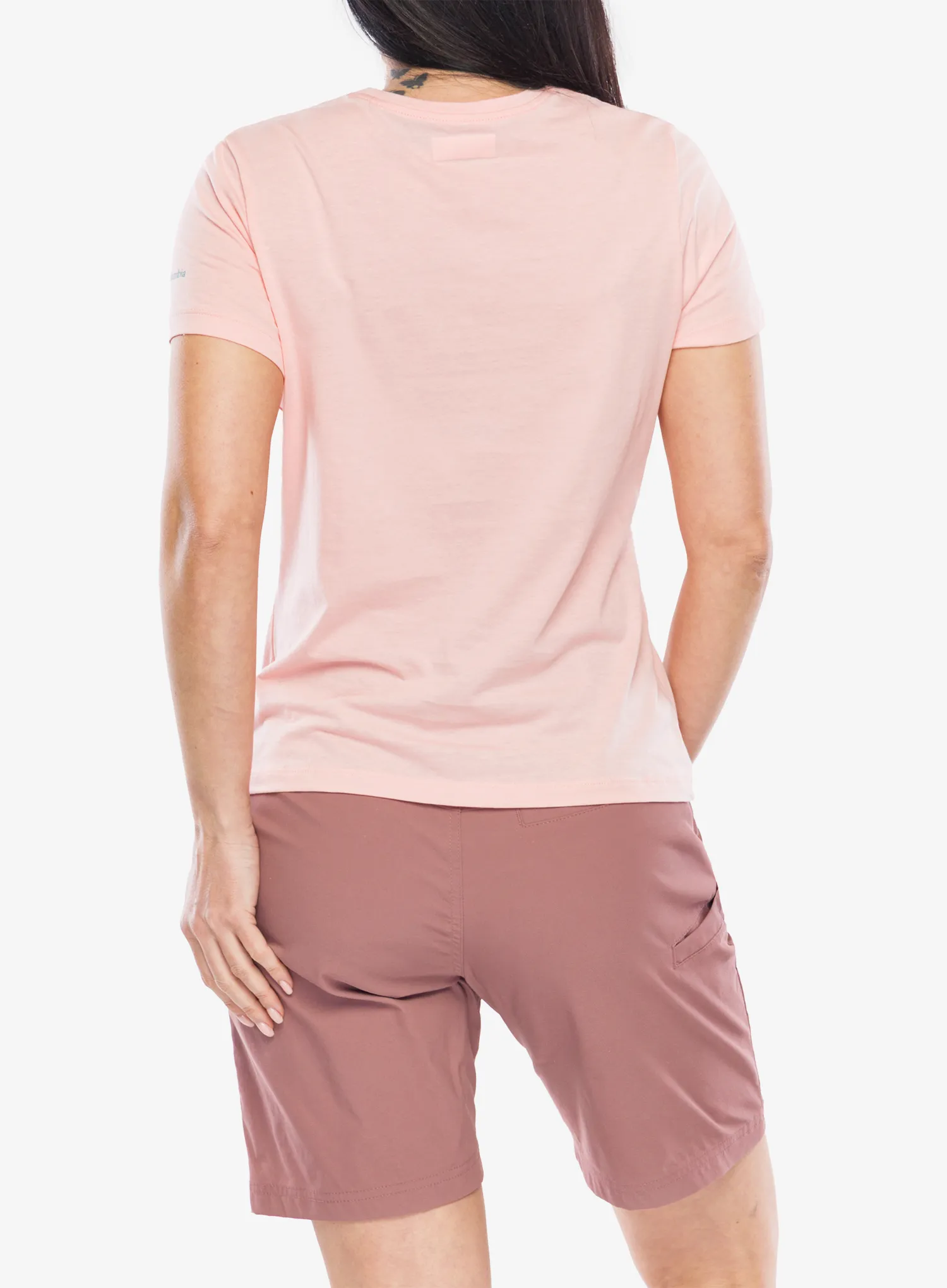 Tricou cu imprimeu femei Columbia Ruby Springs Graphic Fitted S/S - pink sand/ready for rays