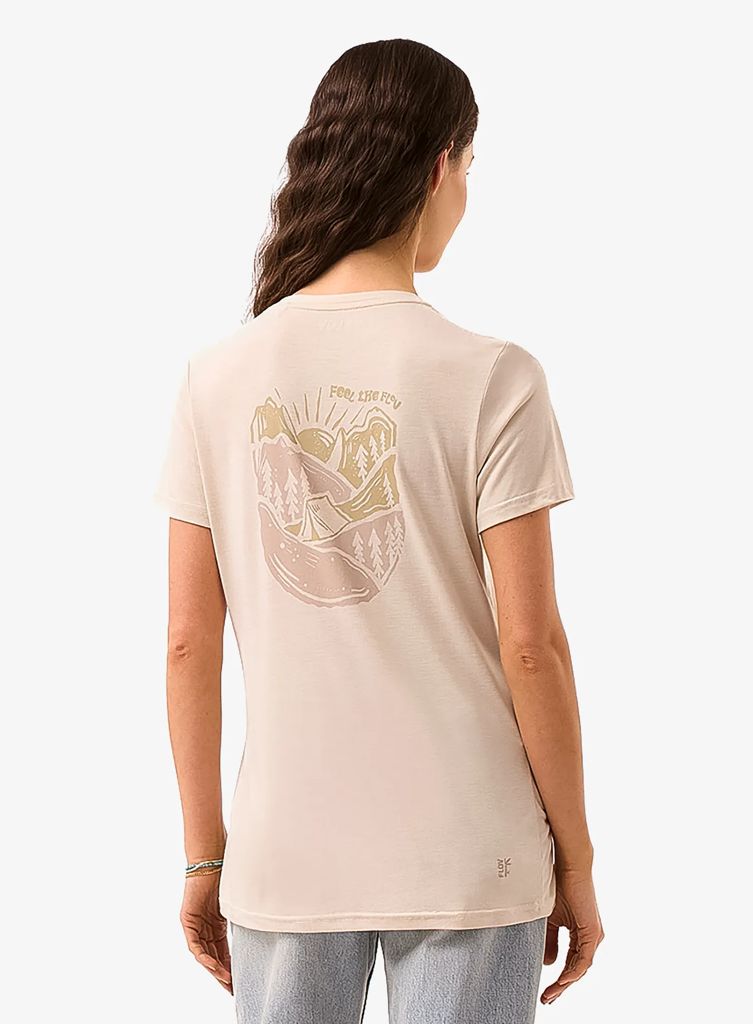 Tricou cu imprimeu femei Flov Tamala - beige/beige
