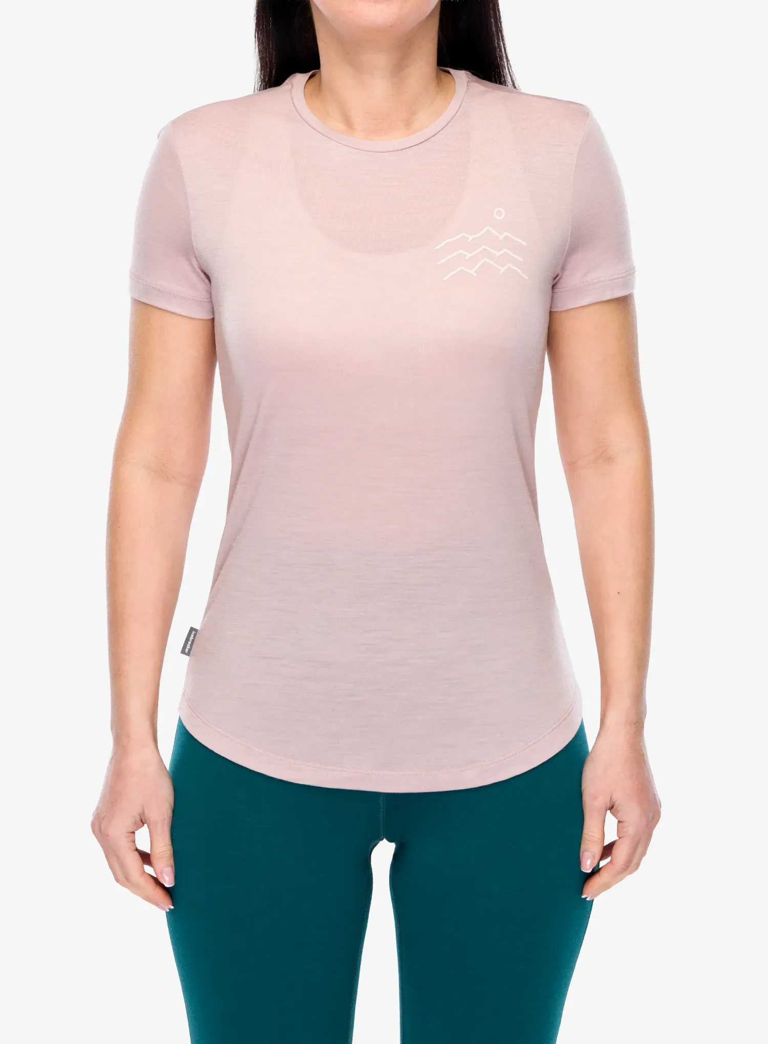 Tricou cu imprimeu femei Icebreaker Merino 125 Cool-Lite Sphere SS Tee Across The Peaks - pink quartz