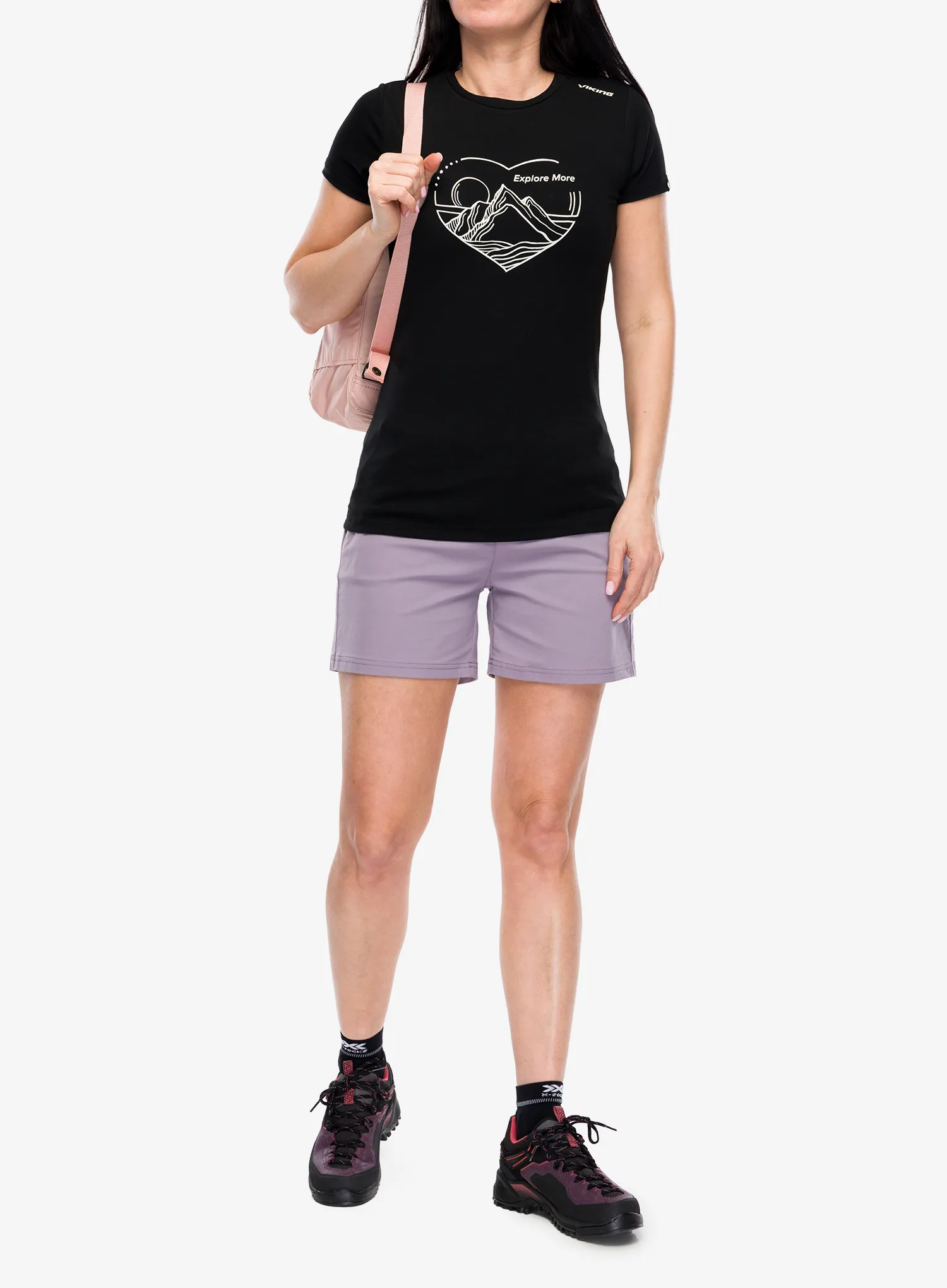 Tricou cu imprimeu femei Viking Lenta Bamboo Light - black/white