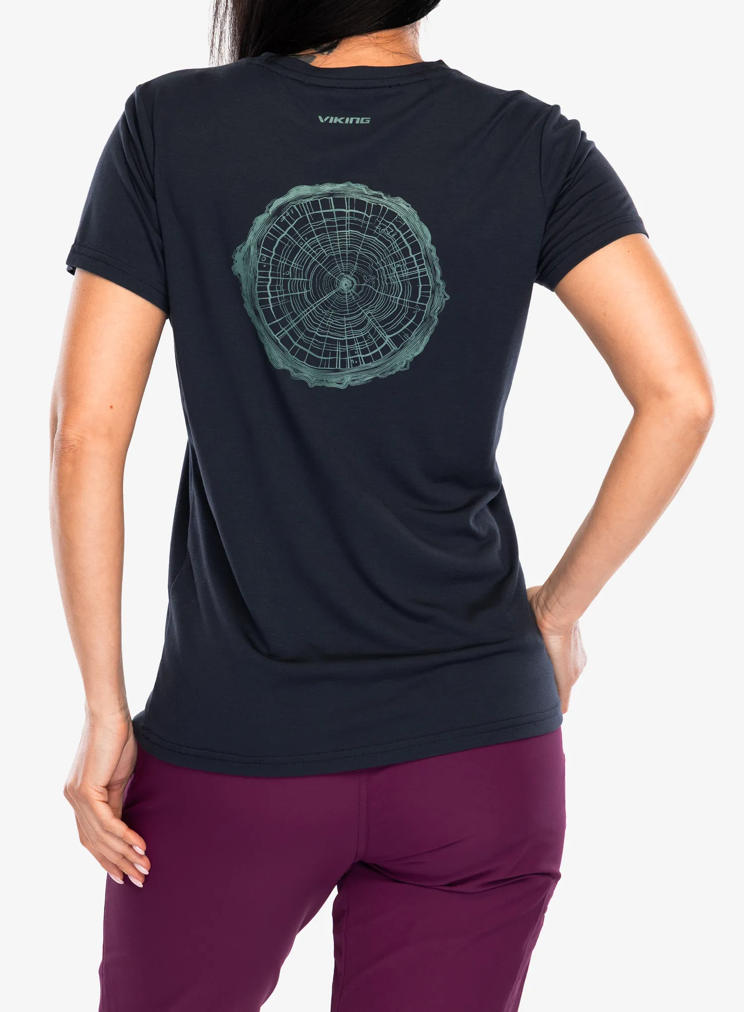 Tricou cu imprimeu femei Viking Rune Bamboo - navy/turquise