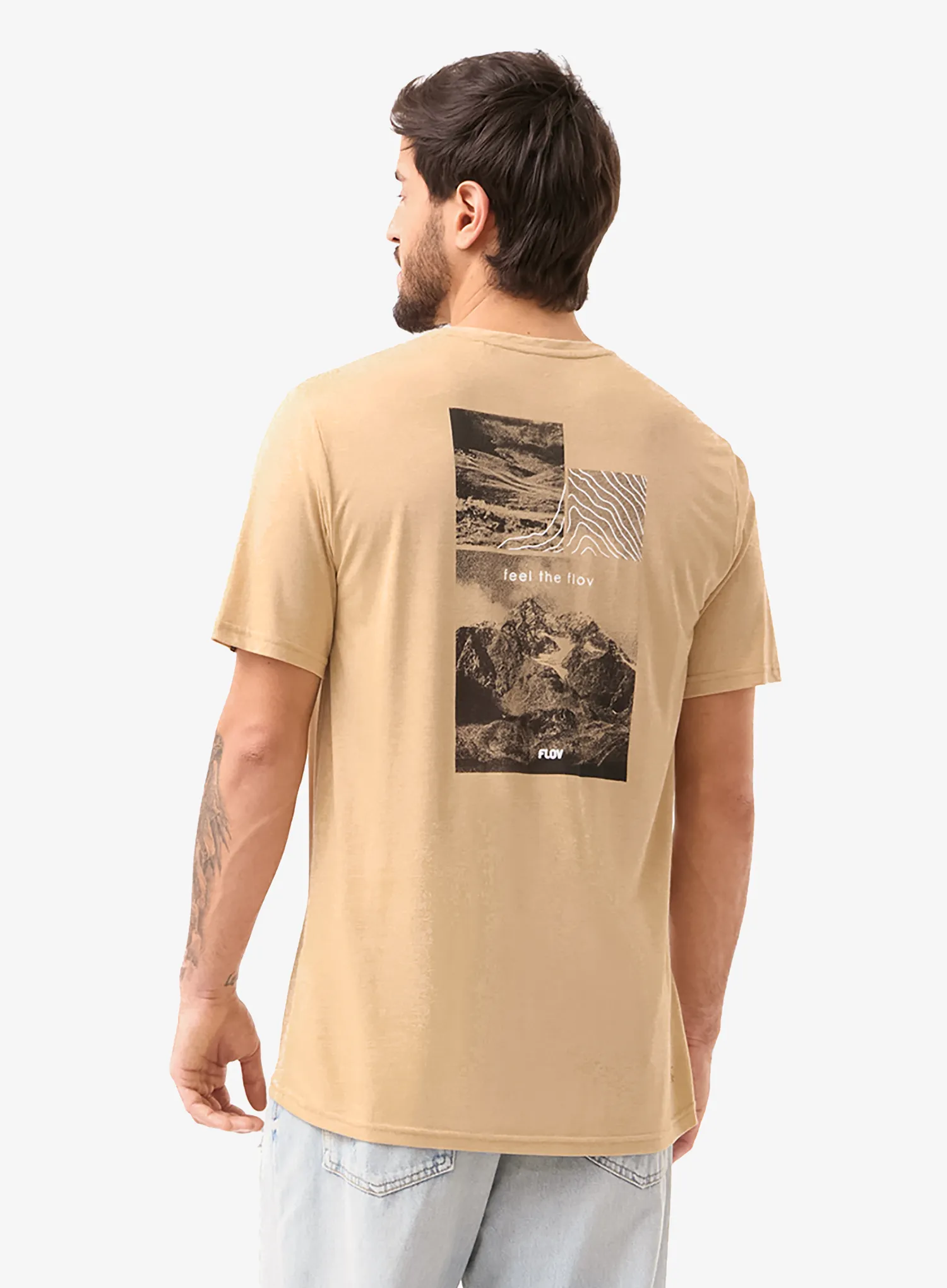 Tricou cu imprimeu Flov Morro - beige/dark grey