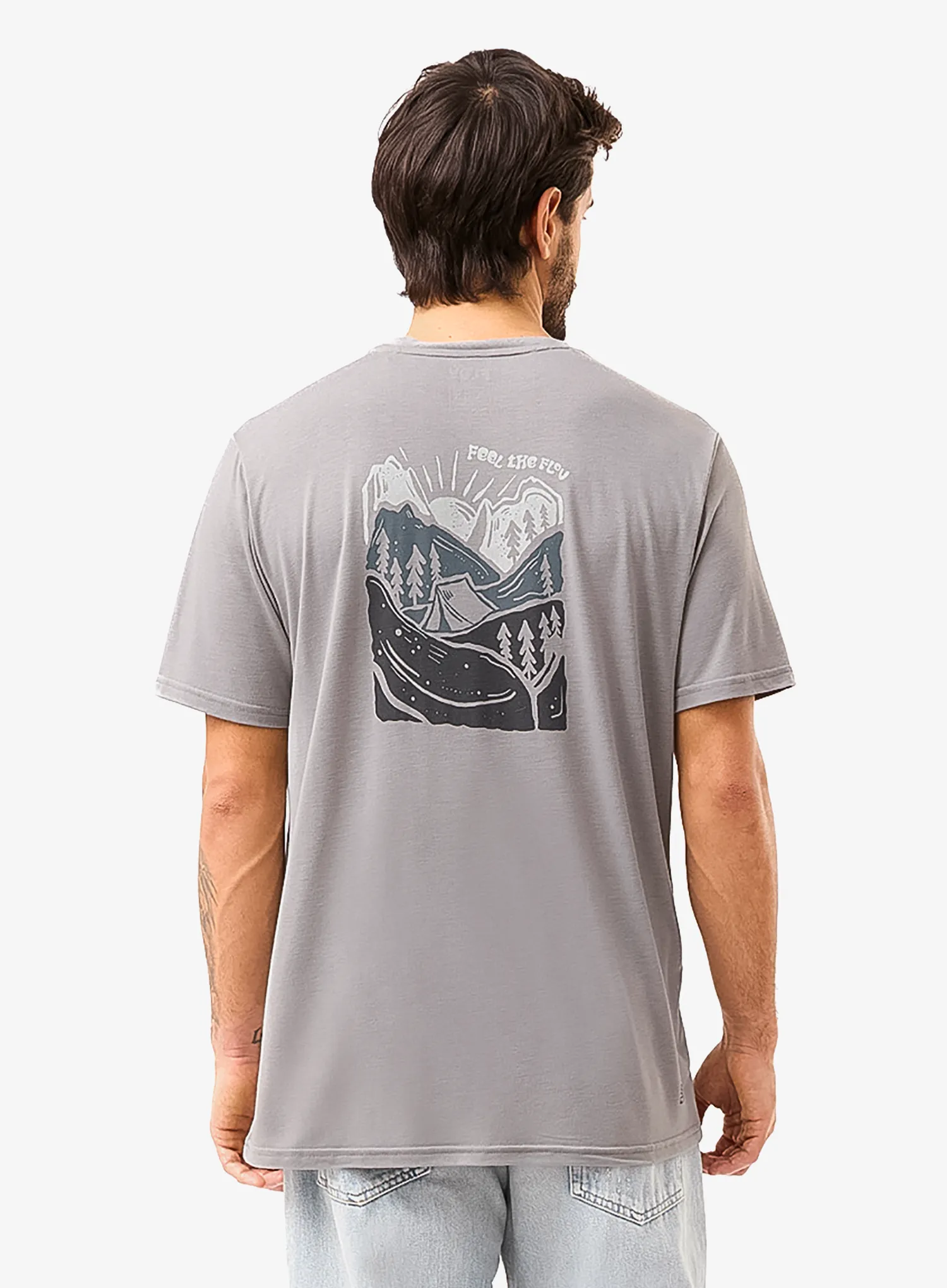 Tricou cu imprimeu Flov Timberon - light grey/dark grey