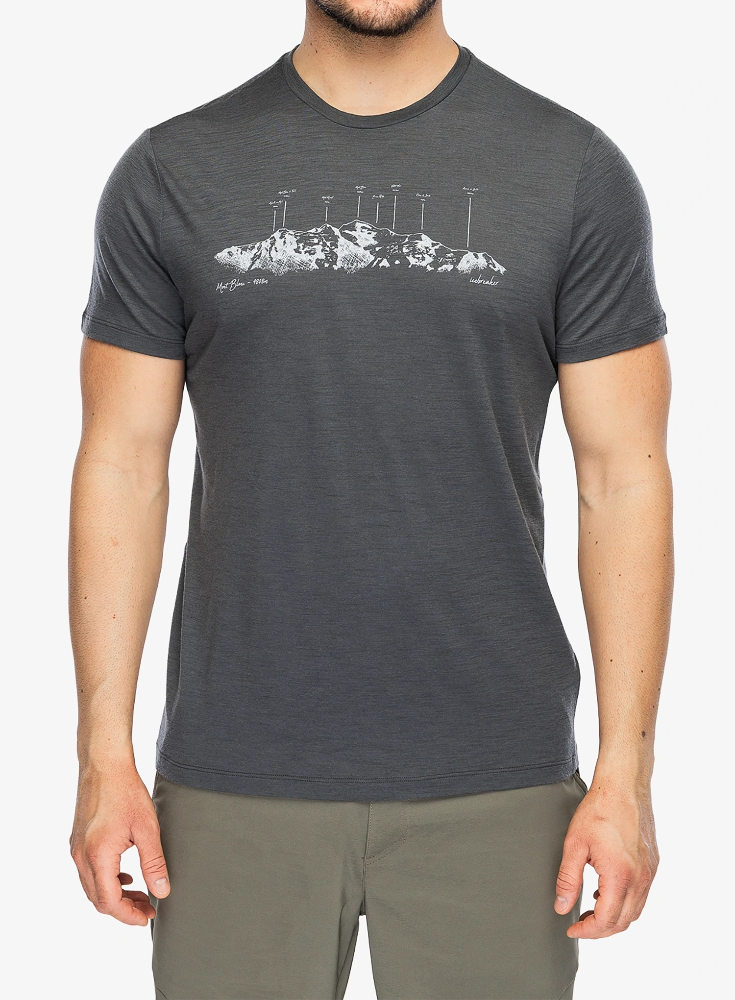 Tricou cu imprimeu Icebreaker Merino 150 Tech Lite SS Tee The Peaks - obsidian
