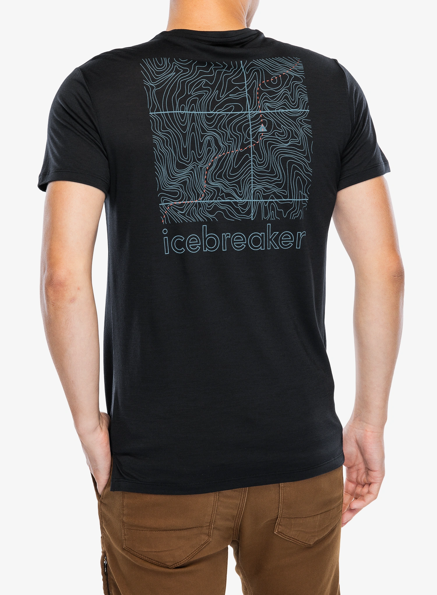 Tricou cu imprimeu Icebreaker Merino Blend 125 Cool-Lite Sphere SS Tee Trail - black