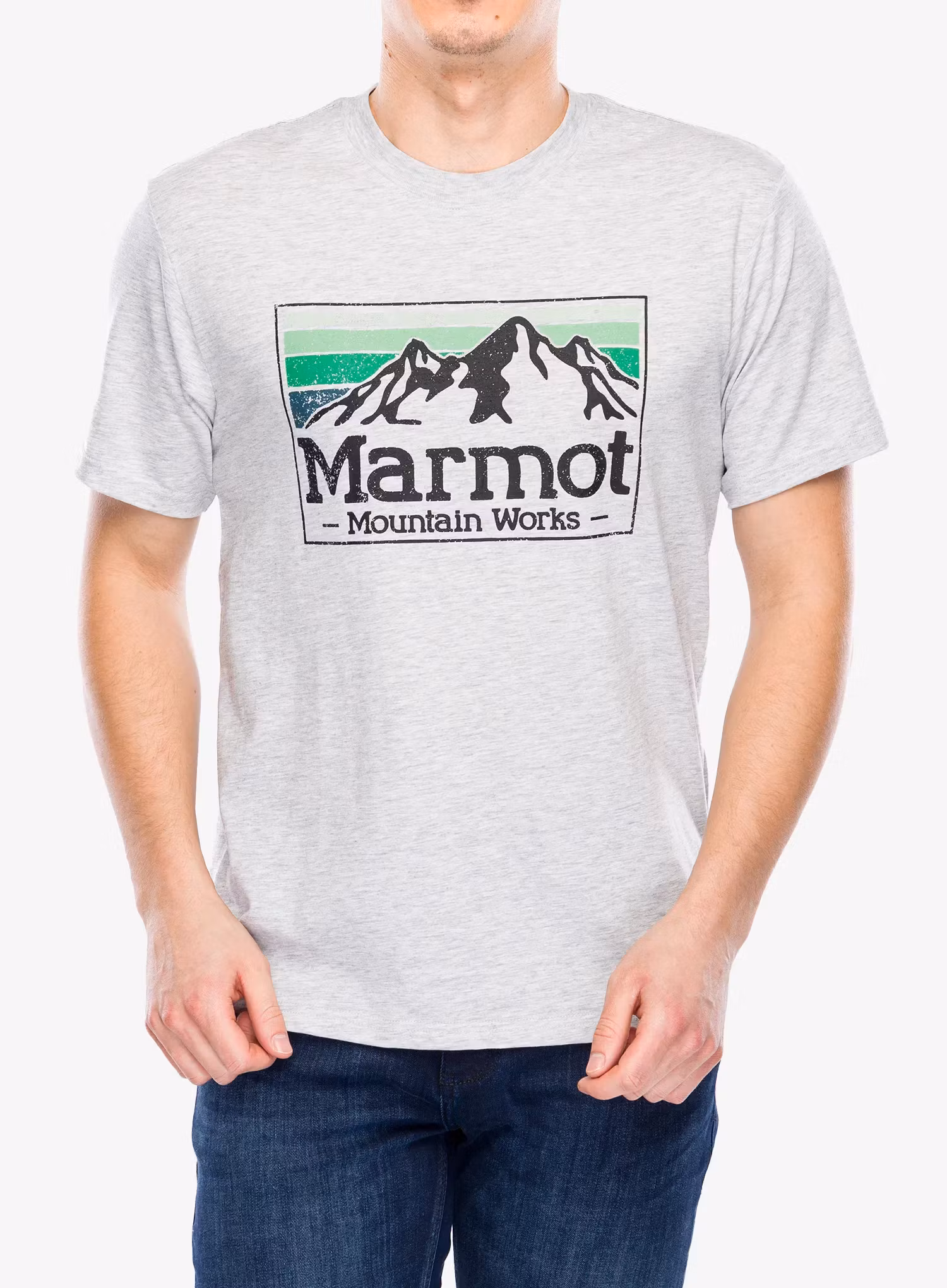 Tricou cu imprimeu Marmot MMW Gradient Tee SS - light grey heather