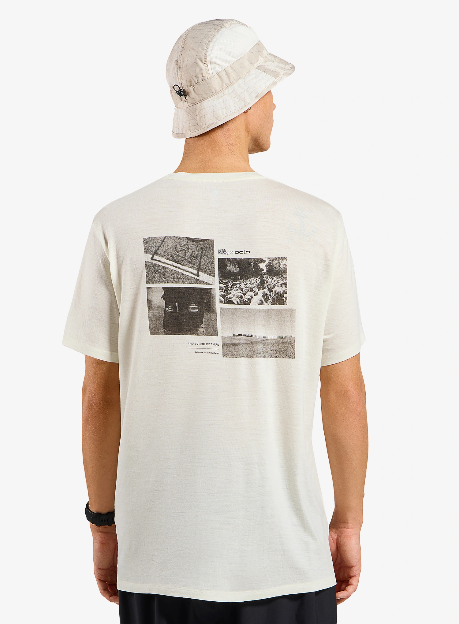 Tricou cu imprimeu Odlo Merino 160 Postcards Crew Neck S/S - gardenia