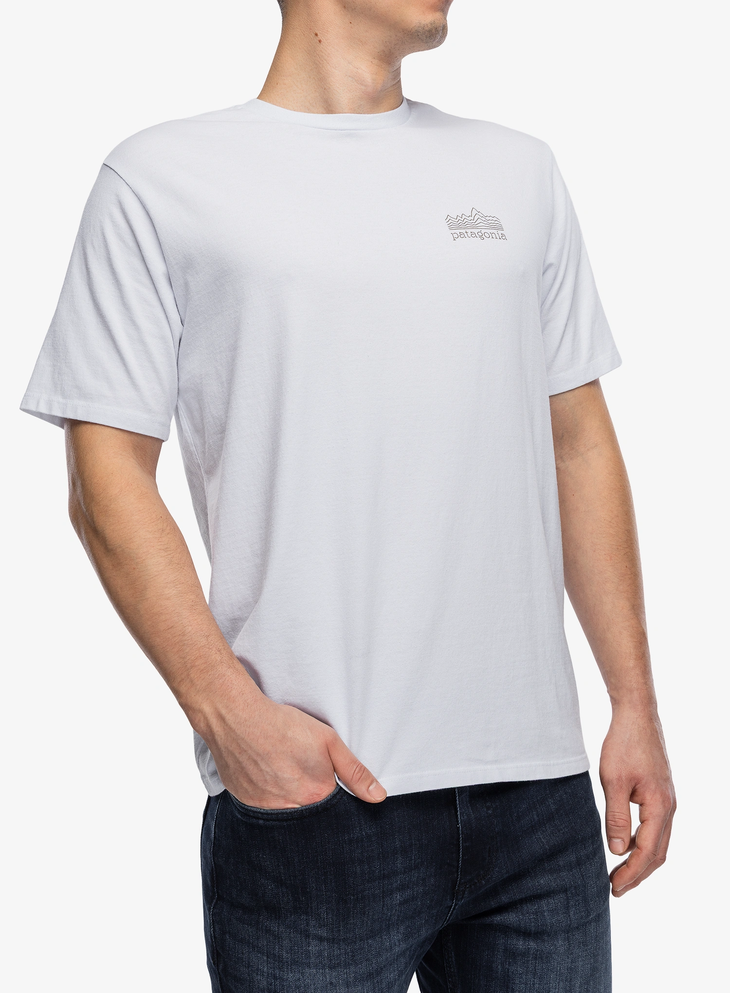 Tricou cu imprimeu Patagonia Strataspire Responsibili-Tee - white