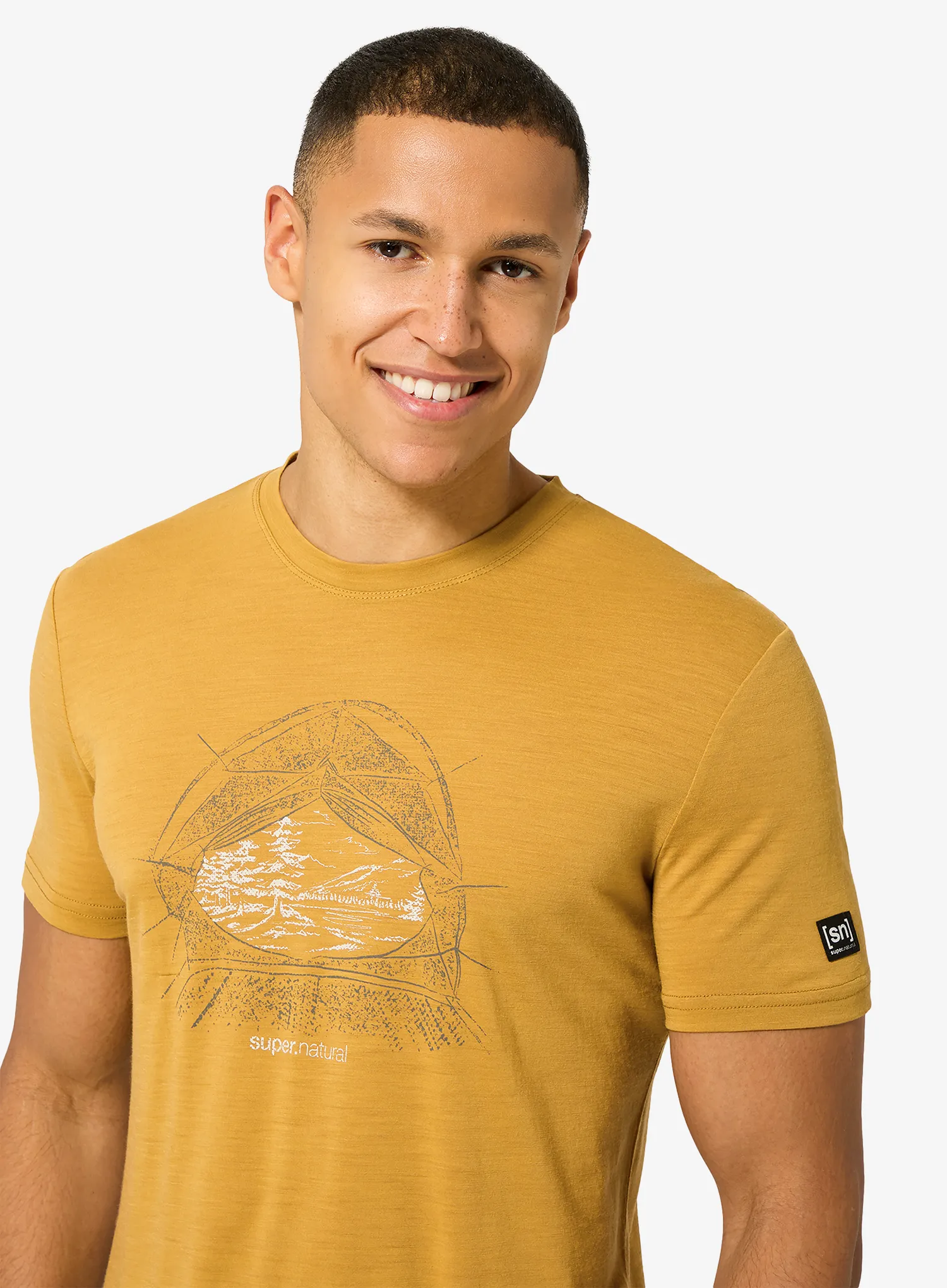 Tricou cu imprimeu Super.natural Tent View Tee - dried tobacco/various