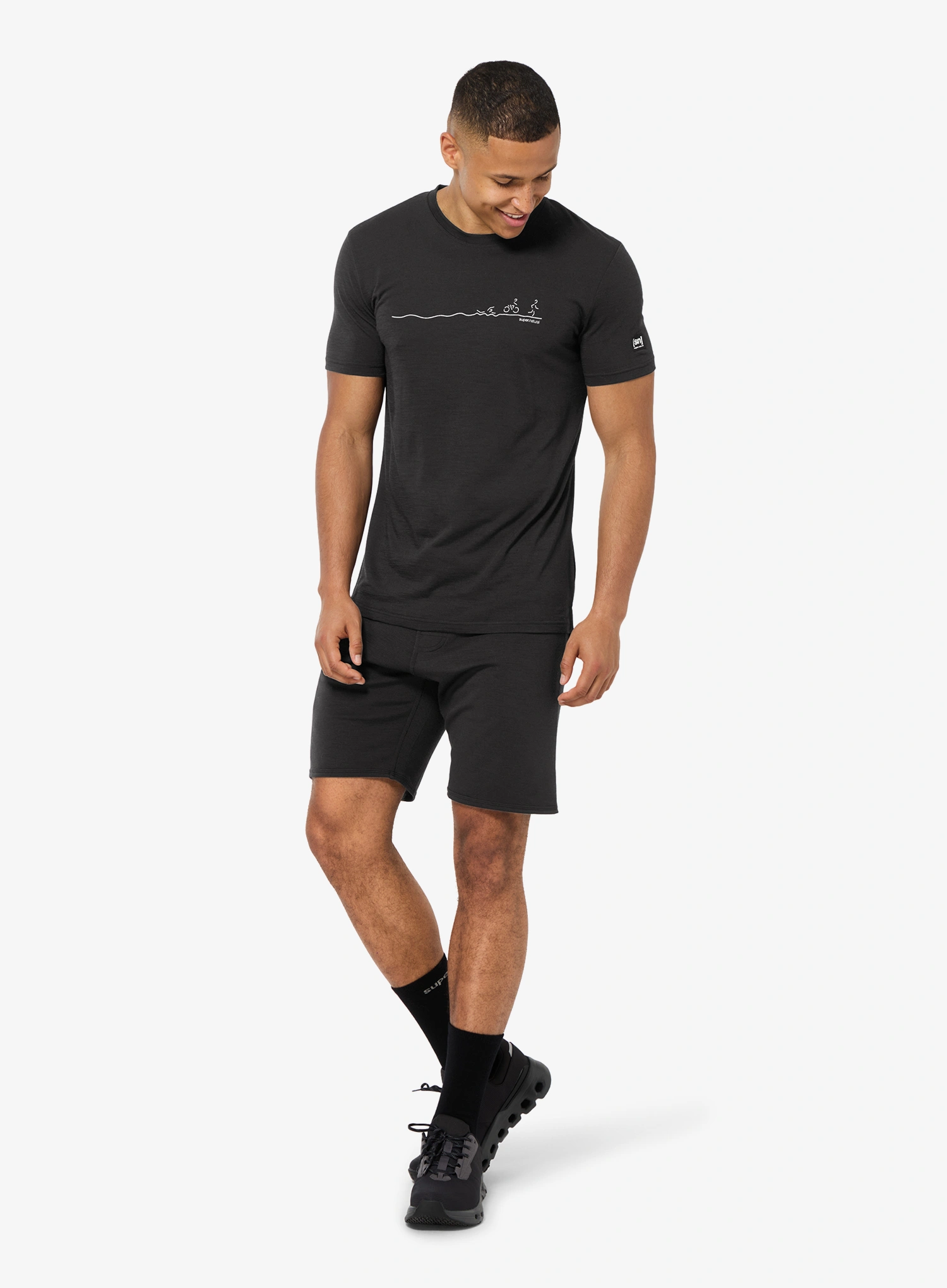 Tricou cu imprimeu Super.natural Tri Tee - jet black/vapor grey