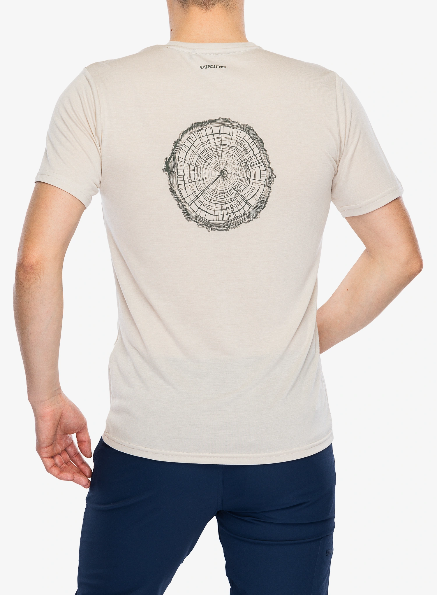 Tricou cu imprimeu Viking Rune Bamboo - beige/olive