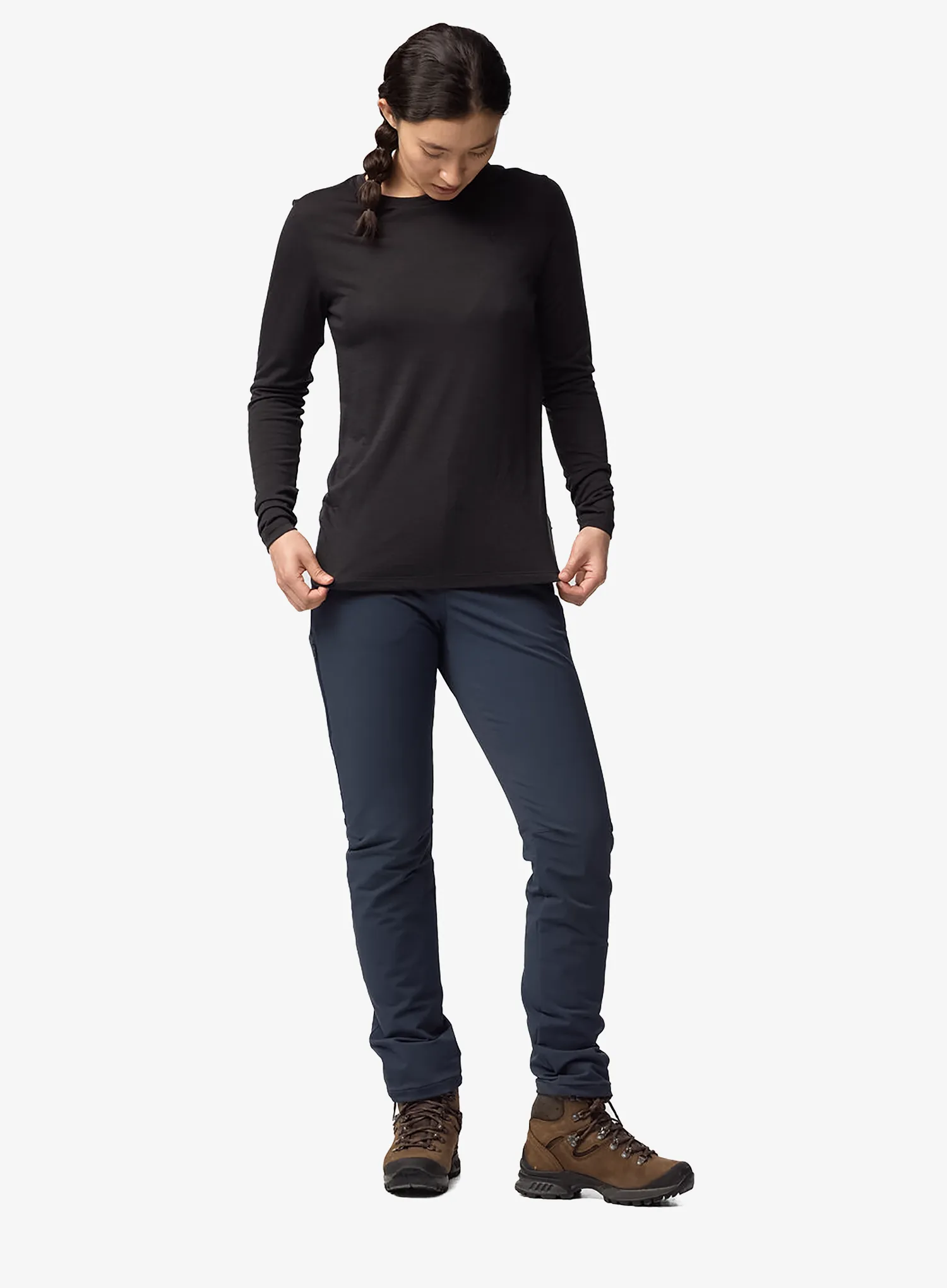 Tricou din lana merinos femei Fjallraven Abisko Wool SS - dark navy