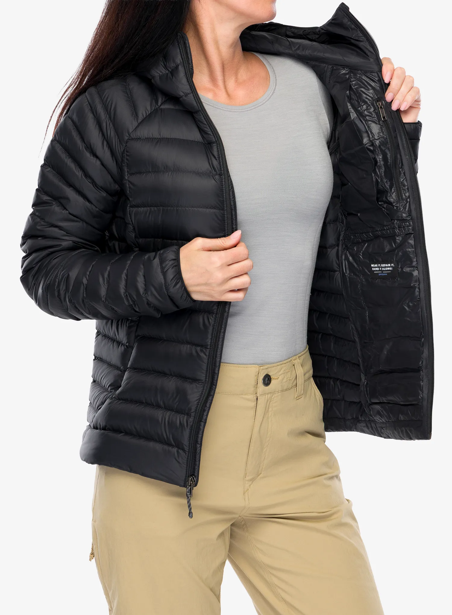 Geaca femei Patagonia Down Sweater Hoody - black