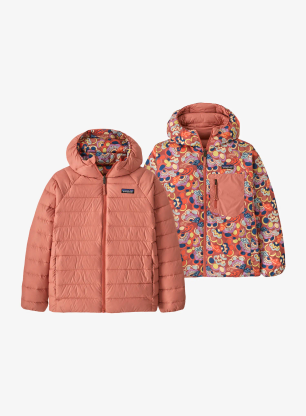 Geacă pentru copii Patagonia Reversible Down Sweater Hoody - river river/potters red