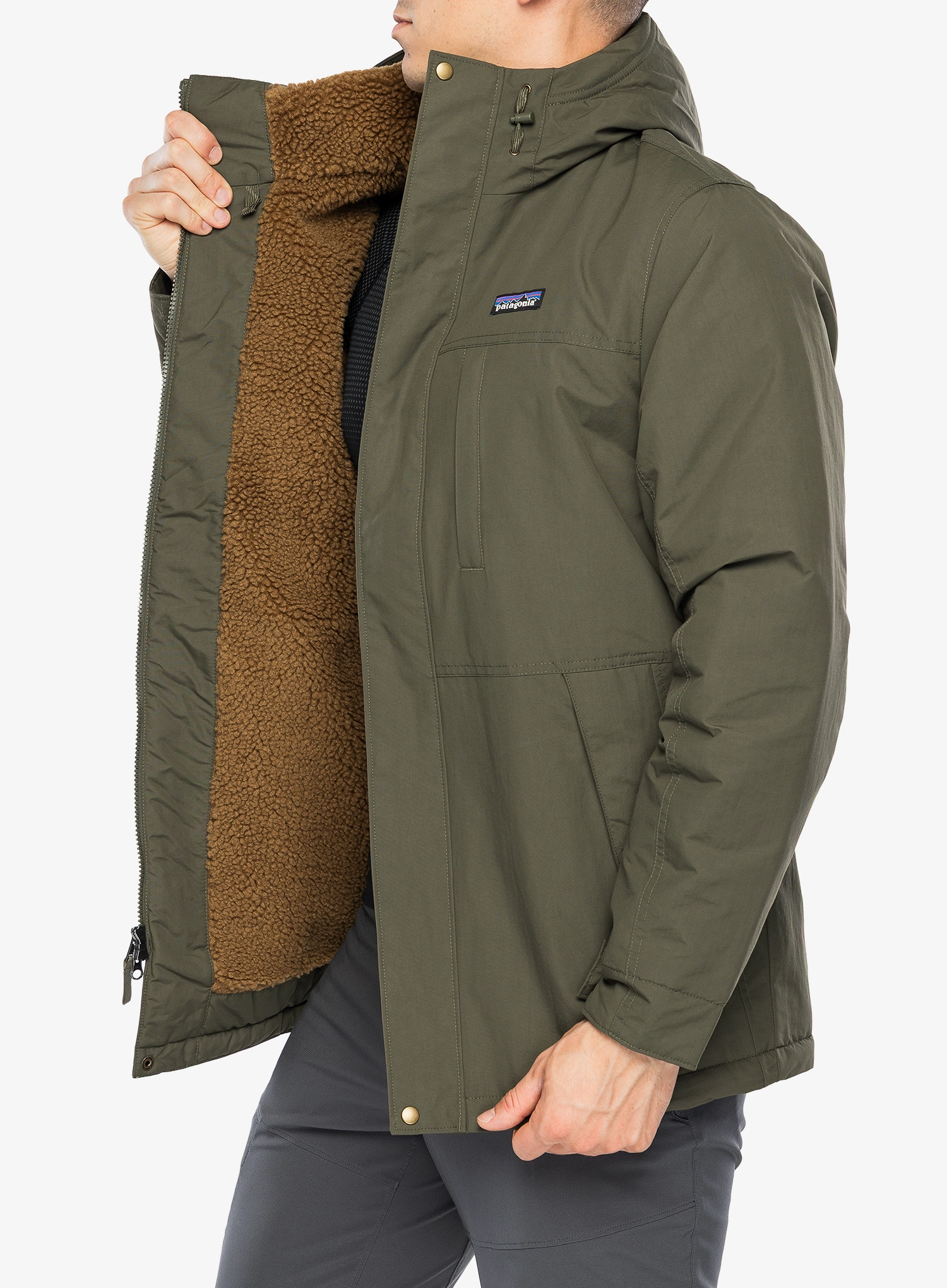 Geaca hibridă Patagonia Isthmus Parka - basin green