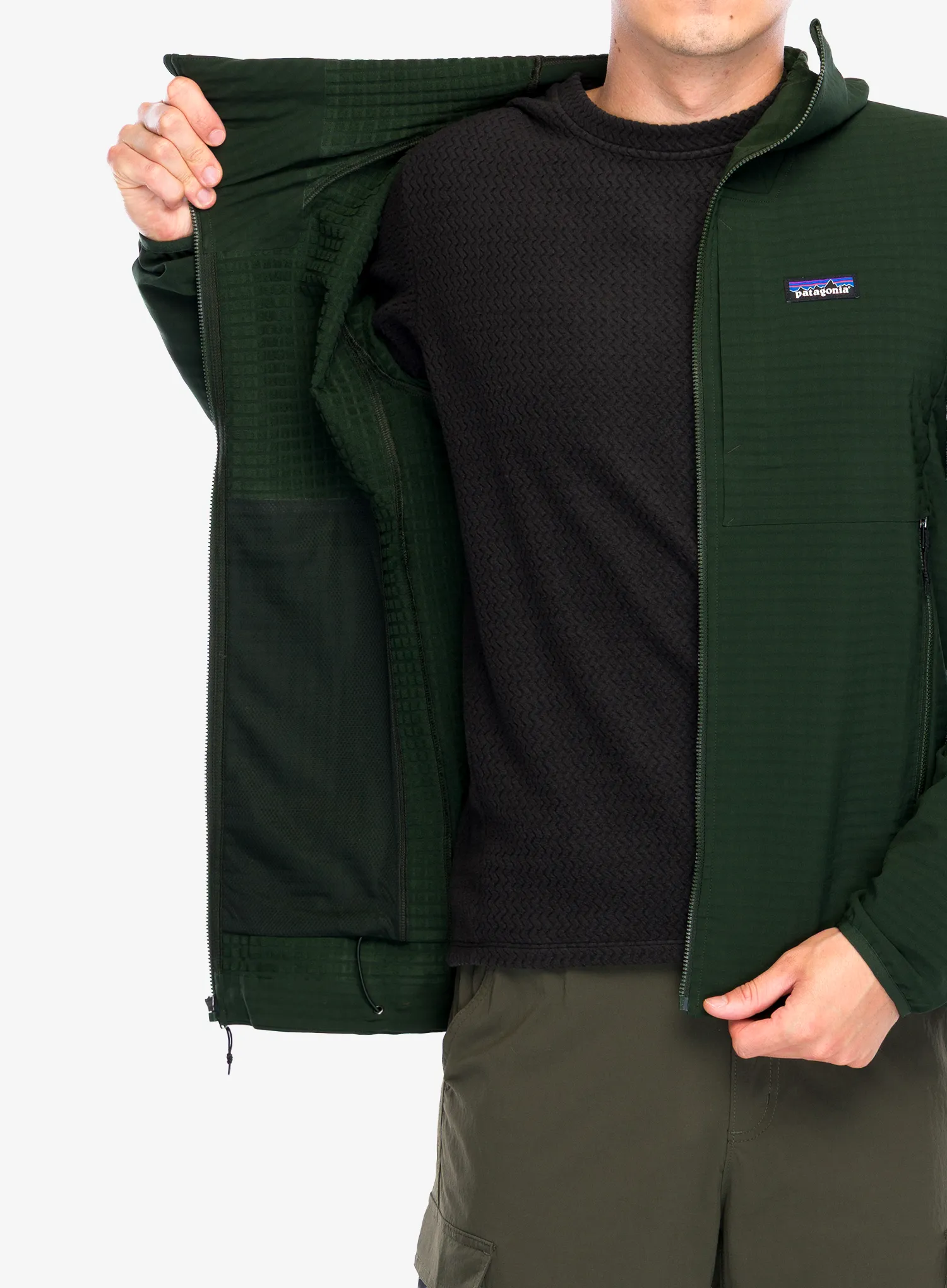 Geaca Patagonia R1 TechFace Hoody - old growth green