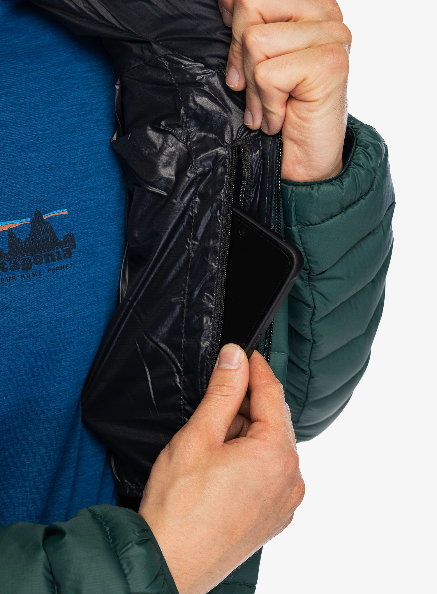 Geaca matlasata Patagonia Down Sweater Hoody - cascade green/green