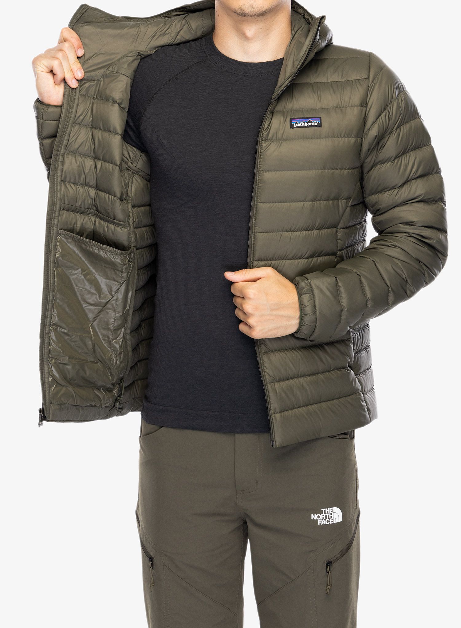 Geaca matlasata Patagonia Down Sweater Hoody - pine needle green