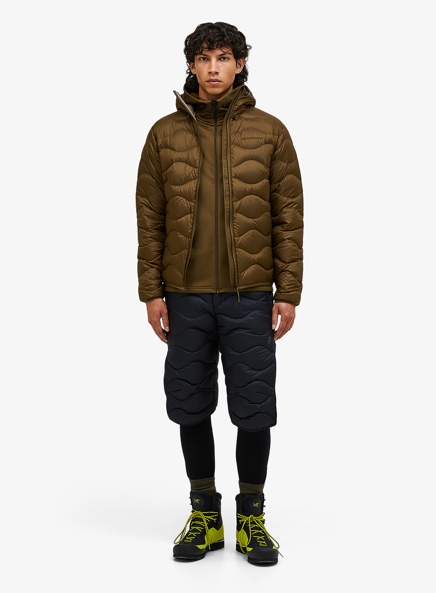 Geaca matlasata Peak Performance Helium Down Hood Jacket - meadow moss/avid beige