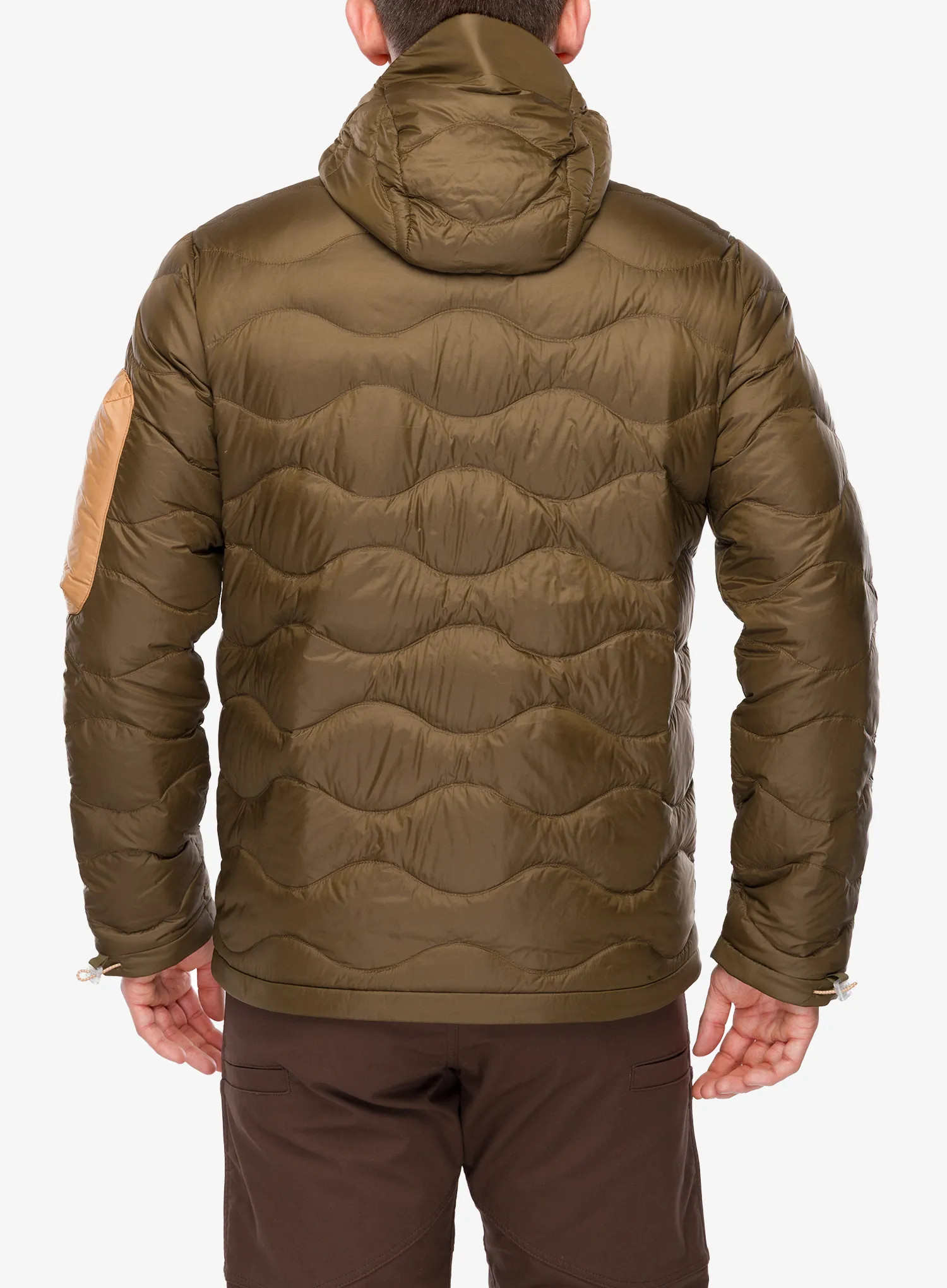 Geaca matlasata Peak Performance Helium Utility Down Hood Jacket - meadow moss/sierra sand