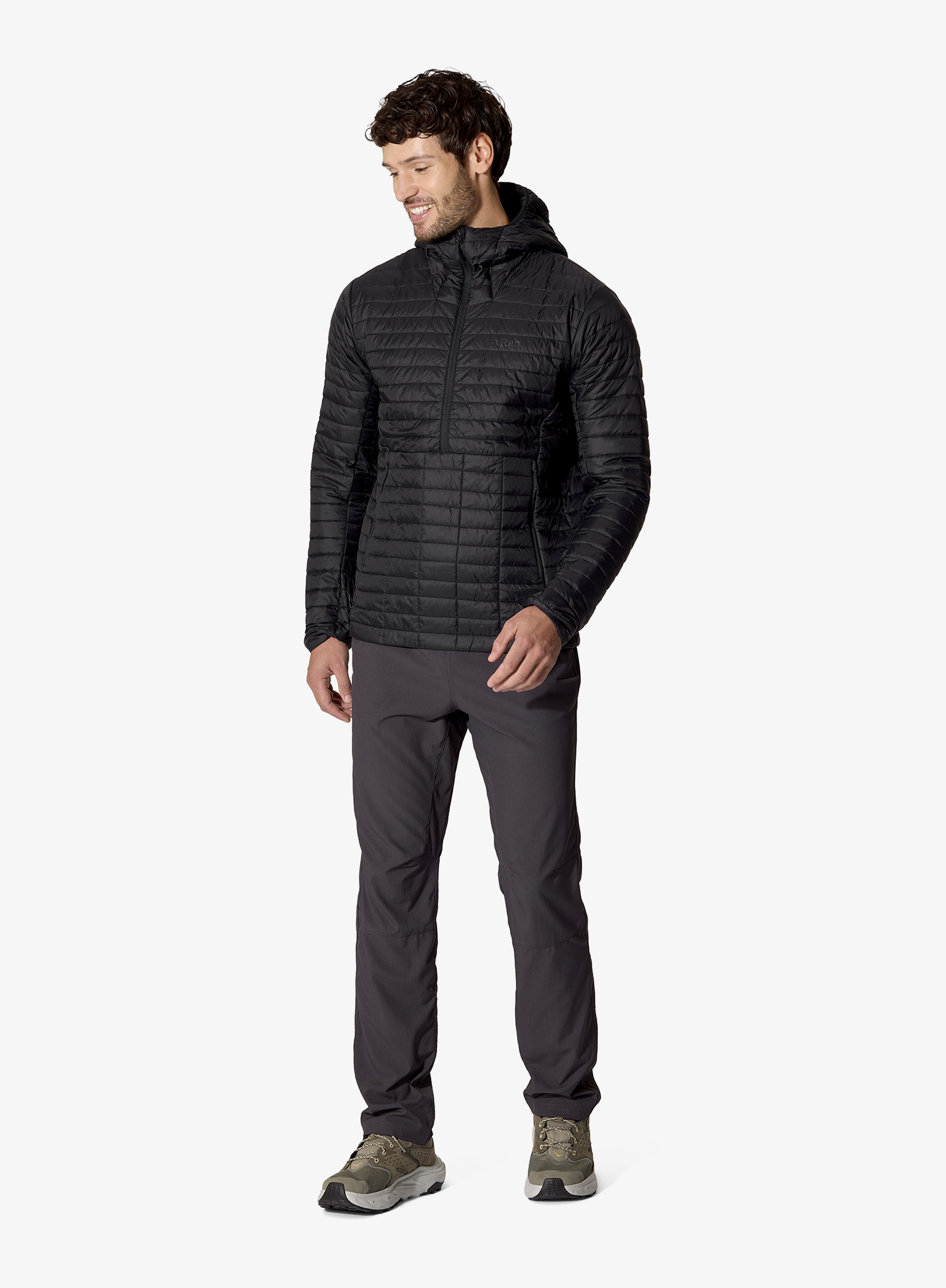 Geaca matlasata Rab Microlighter Pullover Hoody - black