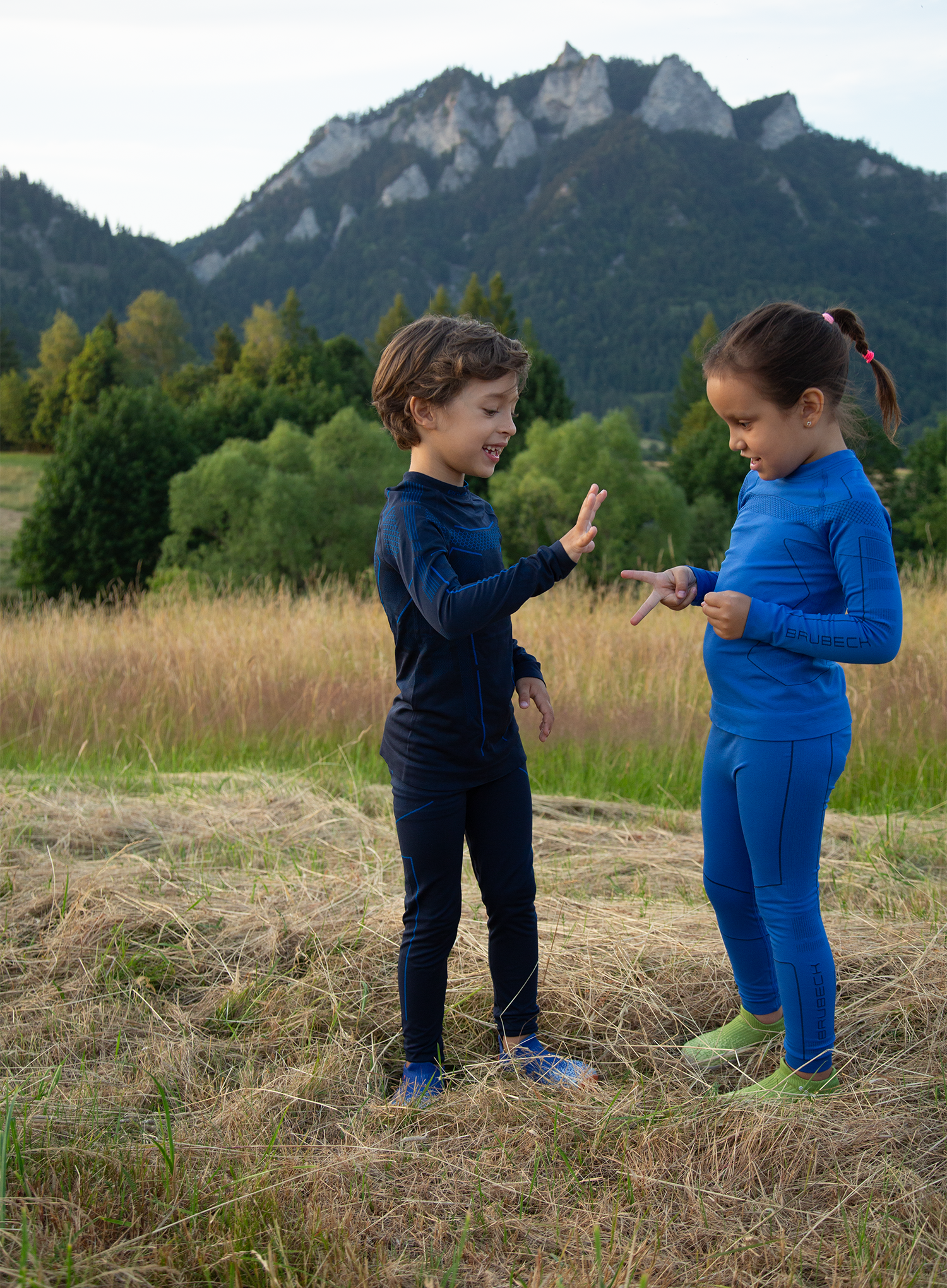 Colanți de antrenament Brubeck Thermo Kids - graphite/blue