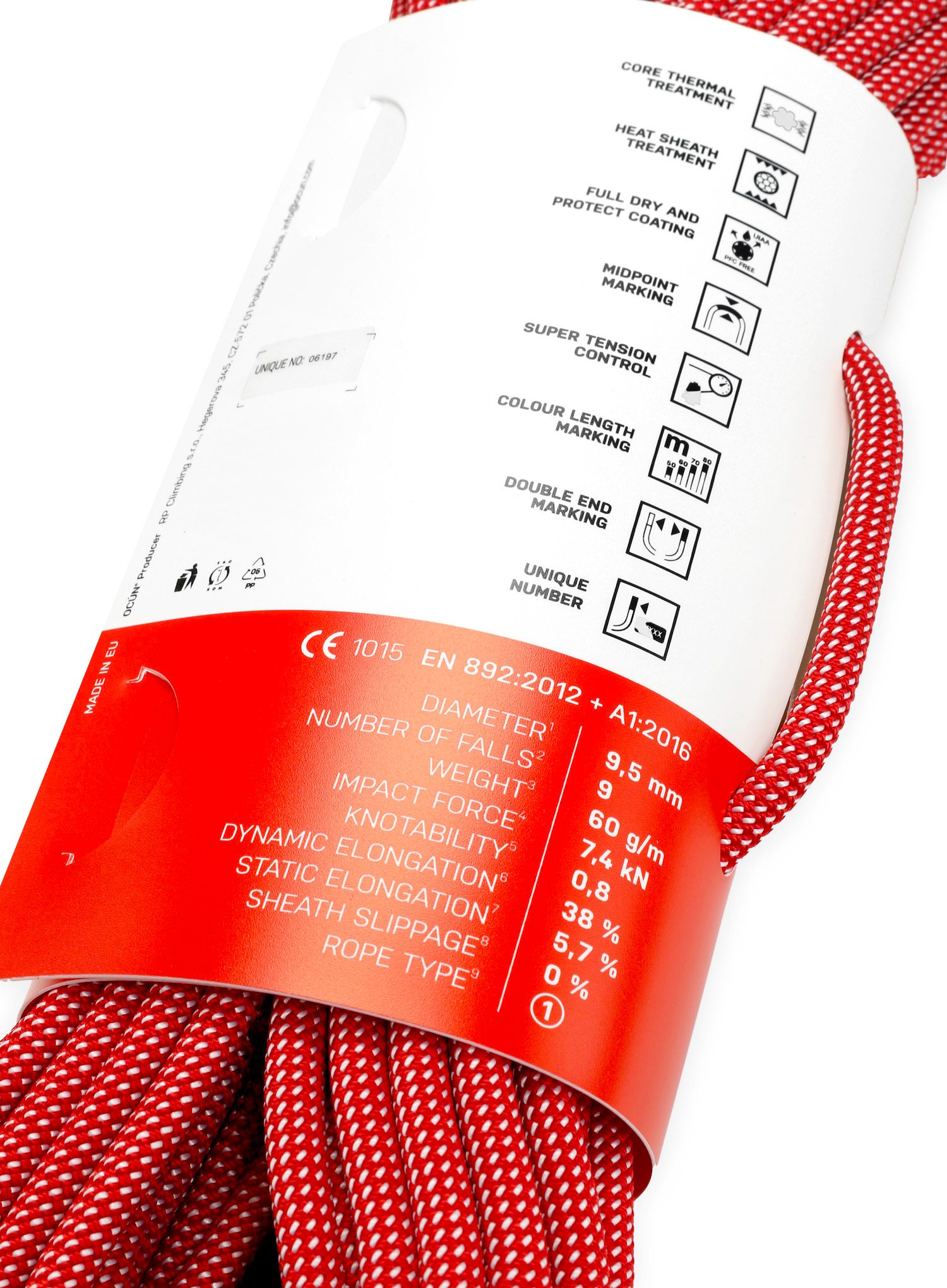 Coarda escalada Ocun Spirit 9,5 mm 80 m - red/white