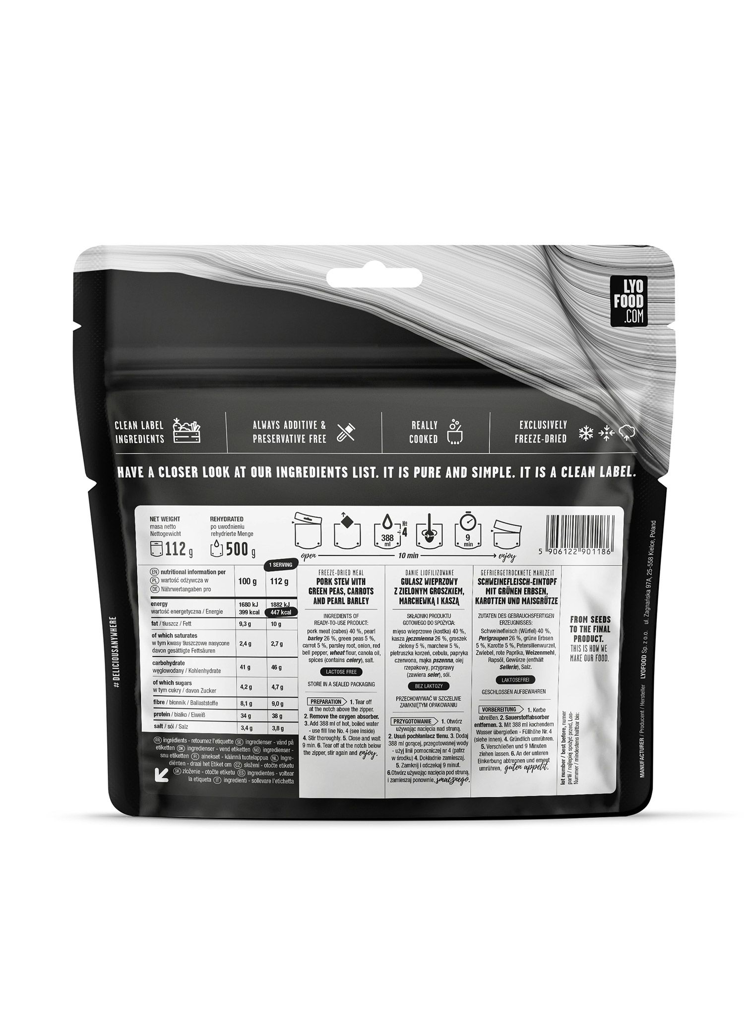 Liofilizata LYOFOOD Tocană de porc cu crupe 500g