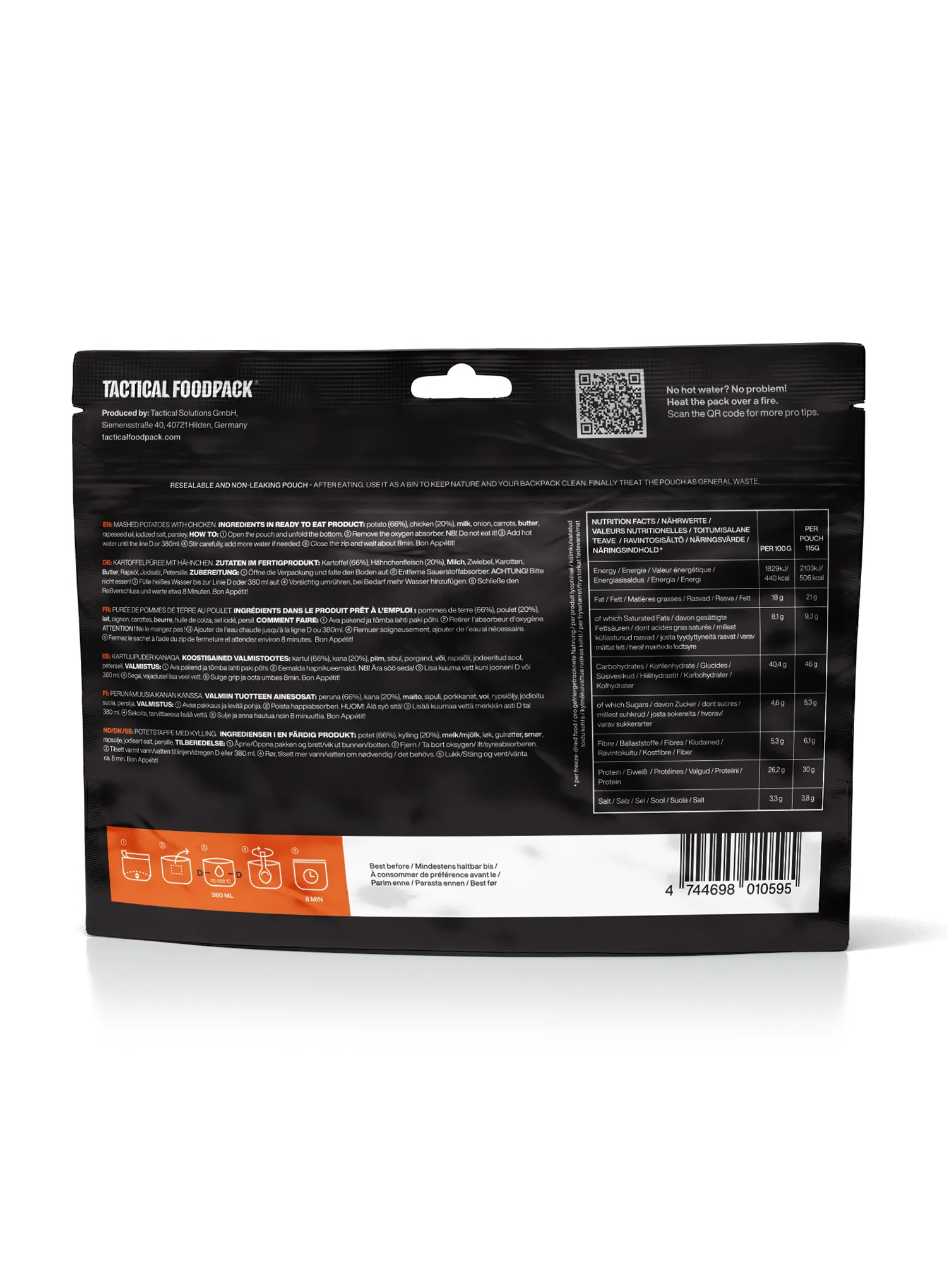 Liofilizat Tactical Foodpack Piure de cartofi cu pui 495 g