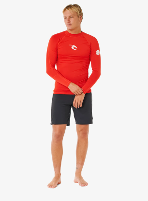 Tricou maneca lunga Rip Curl Lycra Waves Upf Perf L/S - lava red