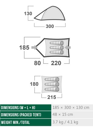 Cort 3 persoane Husky Bird 3 Plus - green